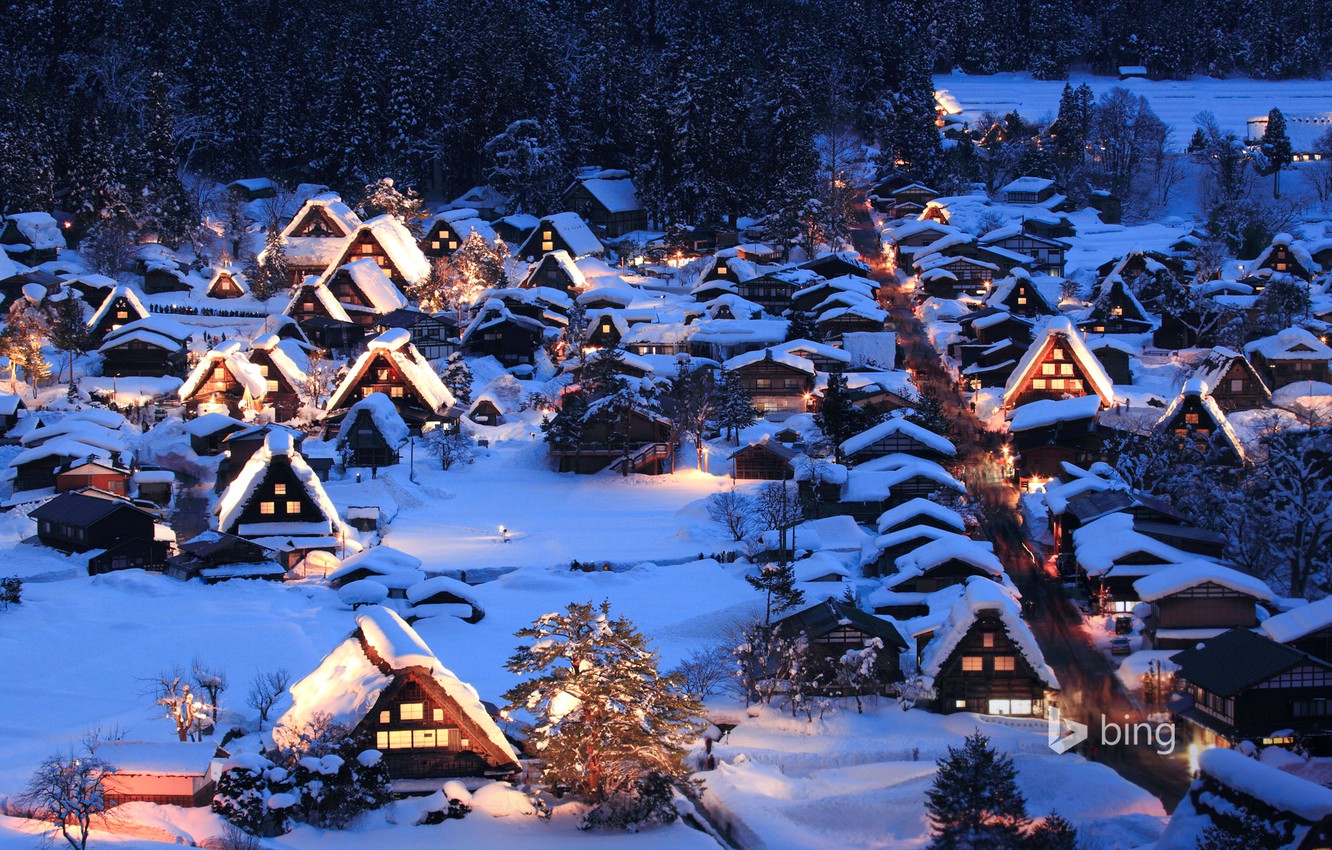 Japan Village Covered In Winter Snow Wallpapers