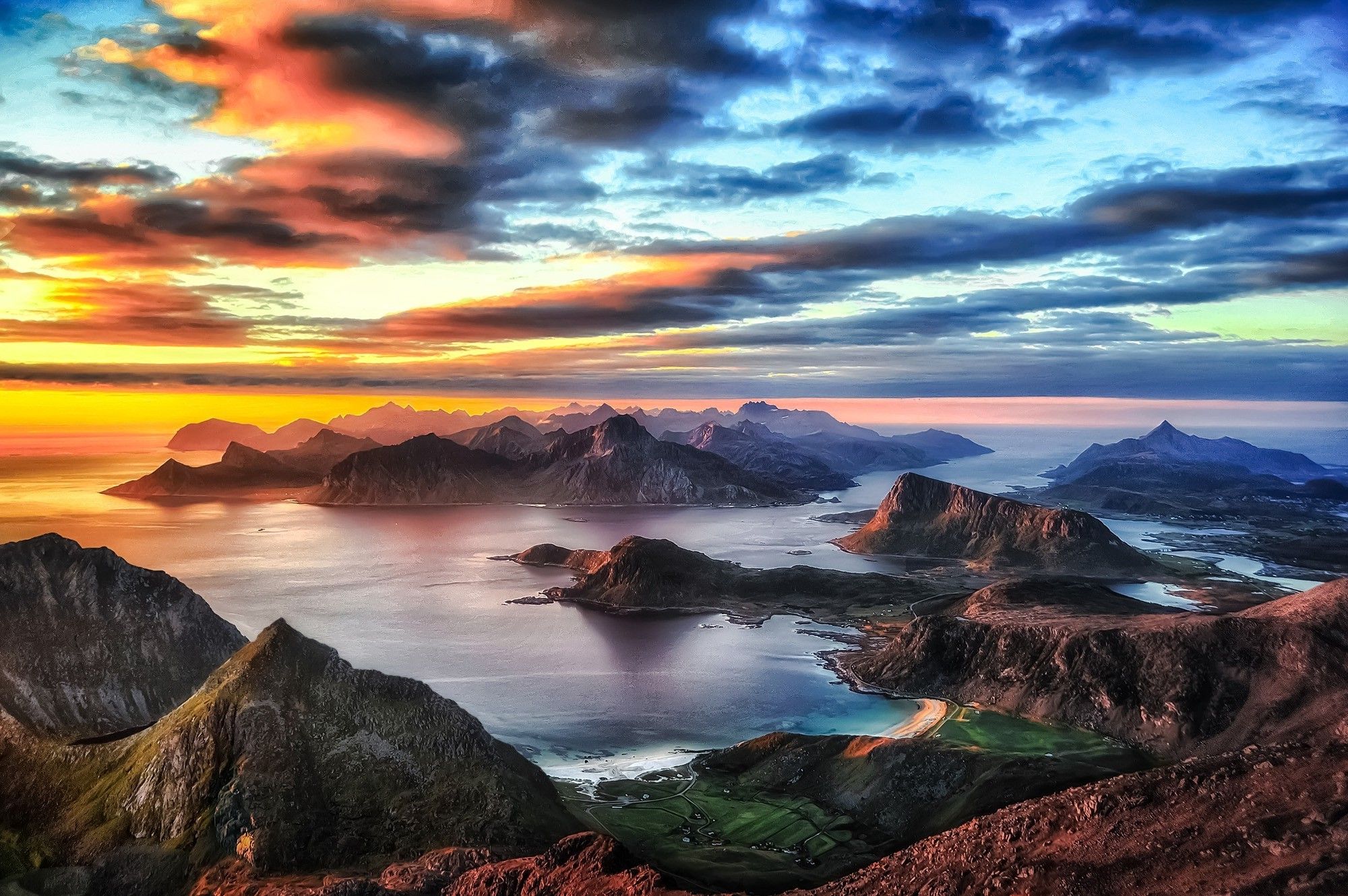 Lofoten Sunrise Near Sea Mountains Norway Island Wallpapers