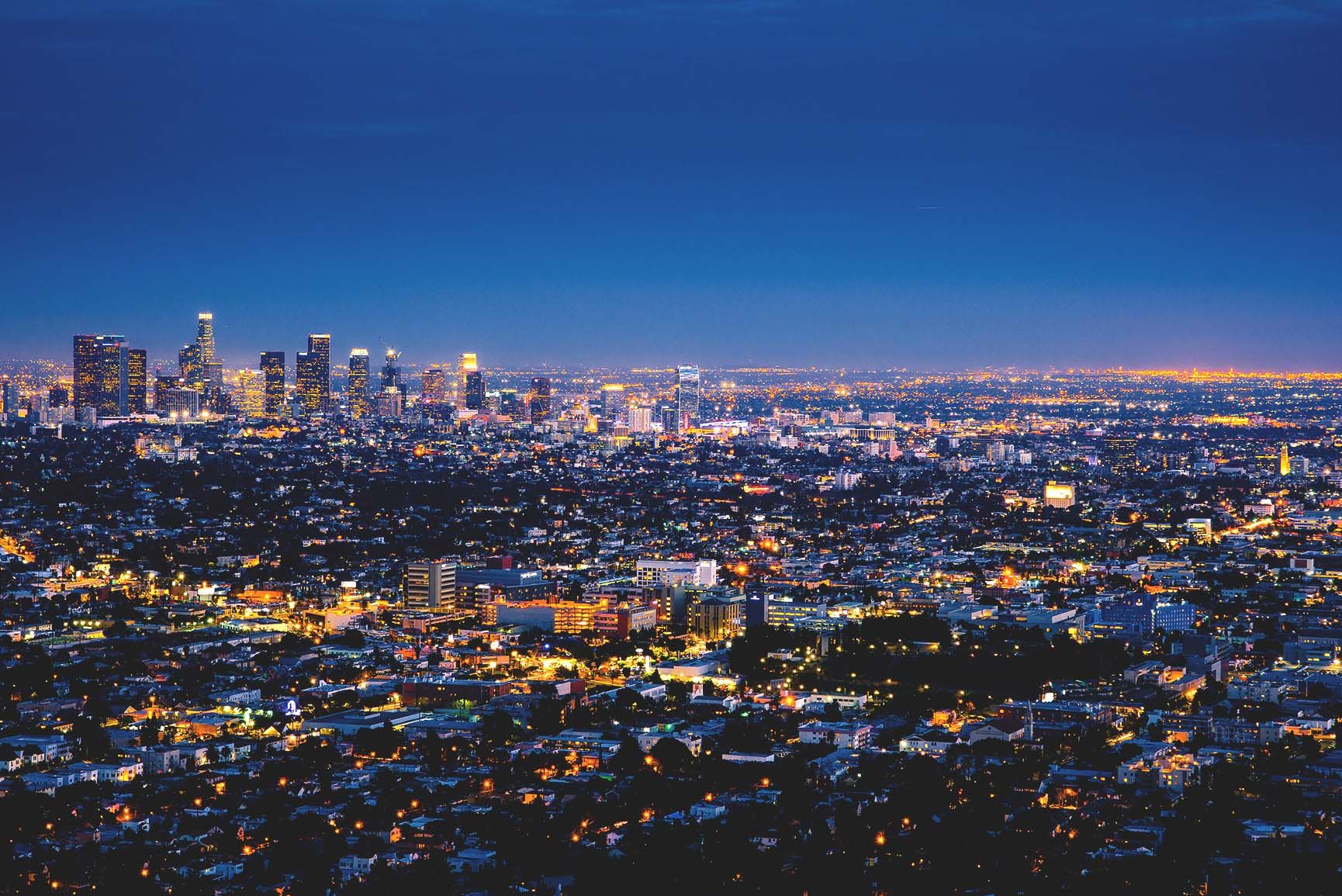 Los Angeles At Night Pink Sky Wallpapers