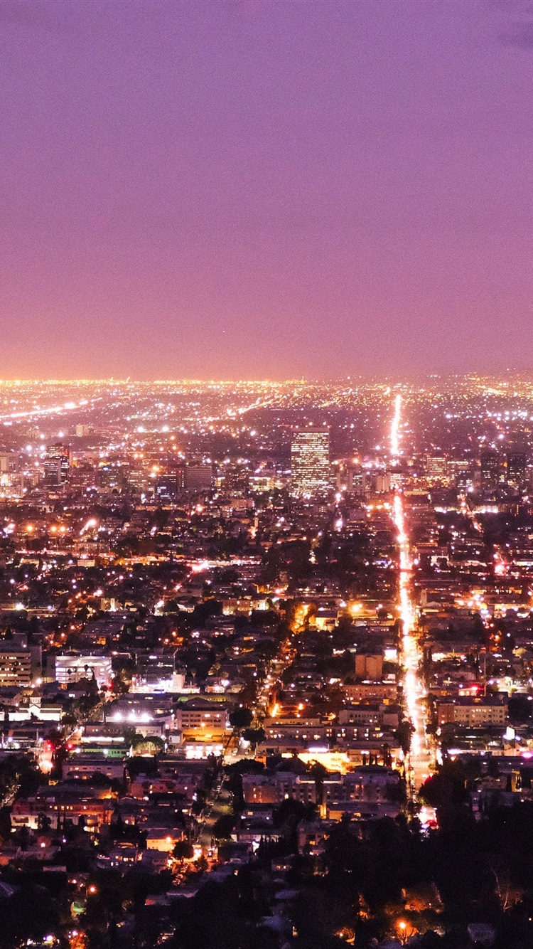 Los Angeles At Night Pink Sky Wallpapers