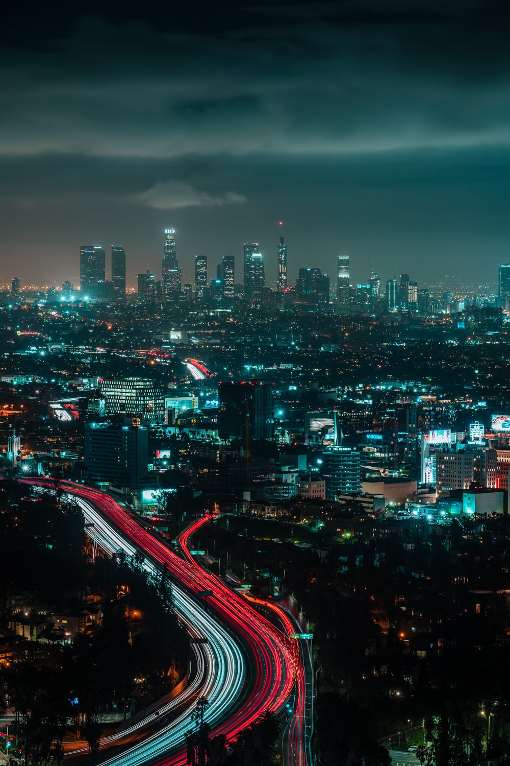 Los Angeles At Night Pink Sky Wallpapers