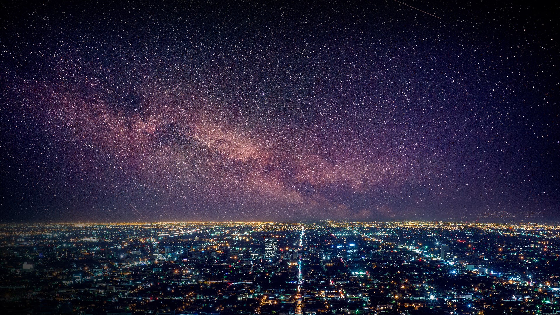 Los Angeles At Night Pink Sky Wallpapers