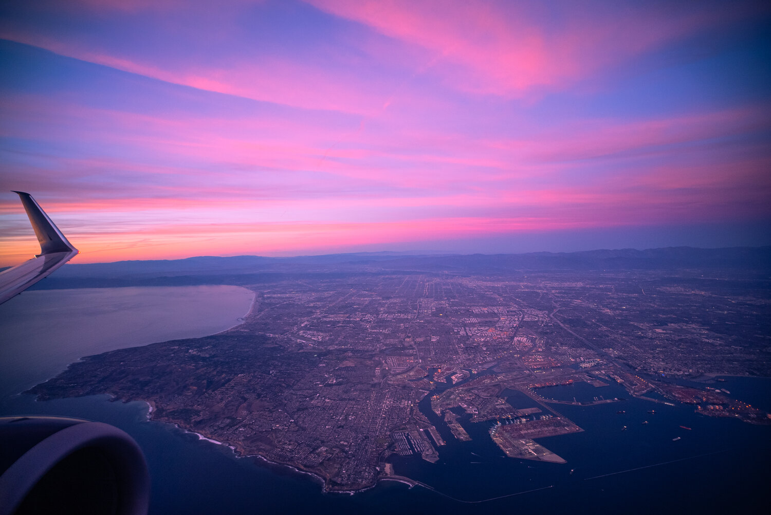 Los Angeles At Night Pink Sky Wallpapers