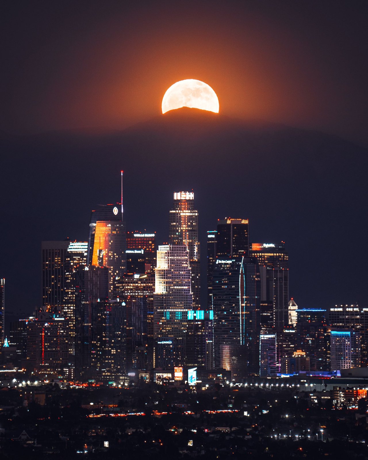 Los Angeles At Night Pink Sky Wallpapers