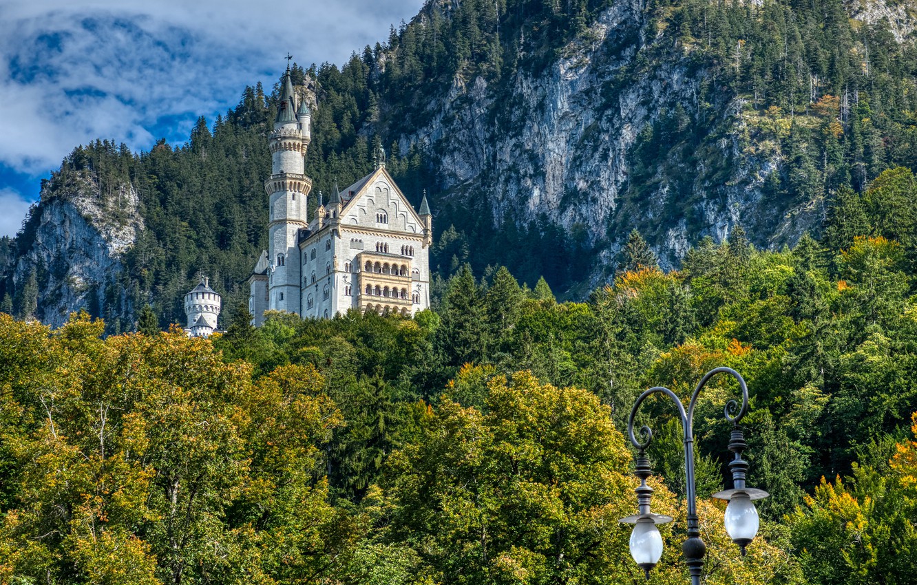Neuschwanstein Castle Mountains And Forest Germany Wallpapers