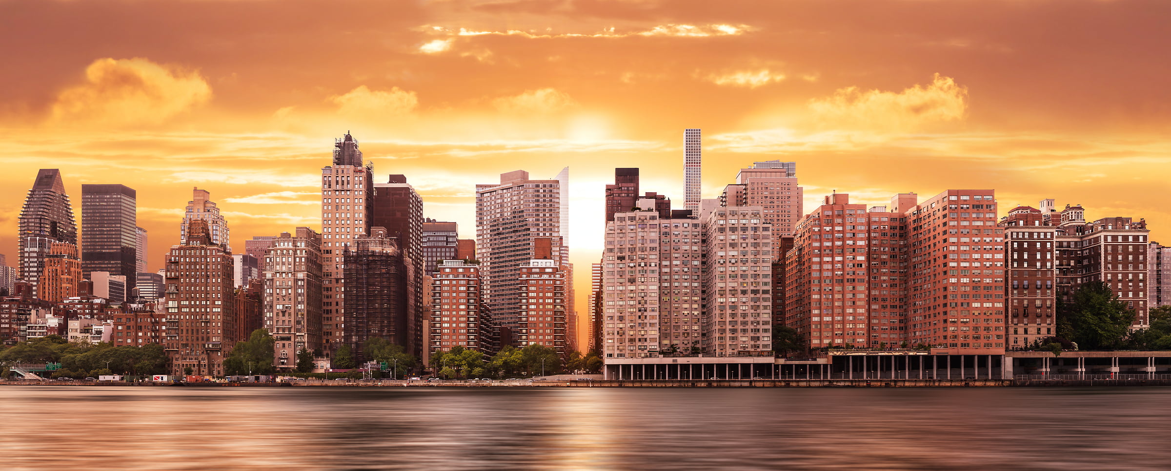 New York City Cloudy Cityscape Sunset Wallpapers