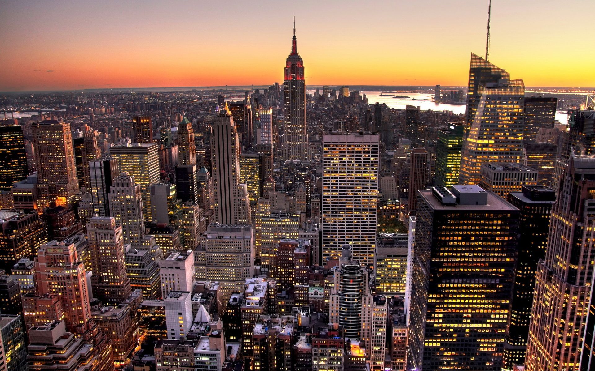 New York City Skyscraper Buildings At Sunset Wallpapers