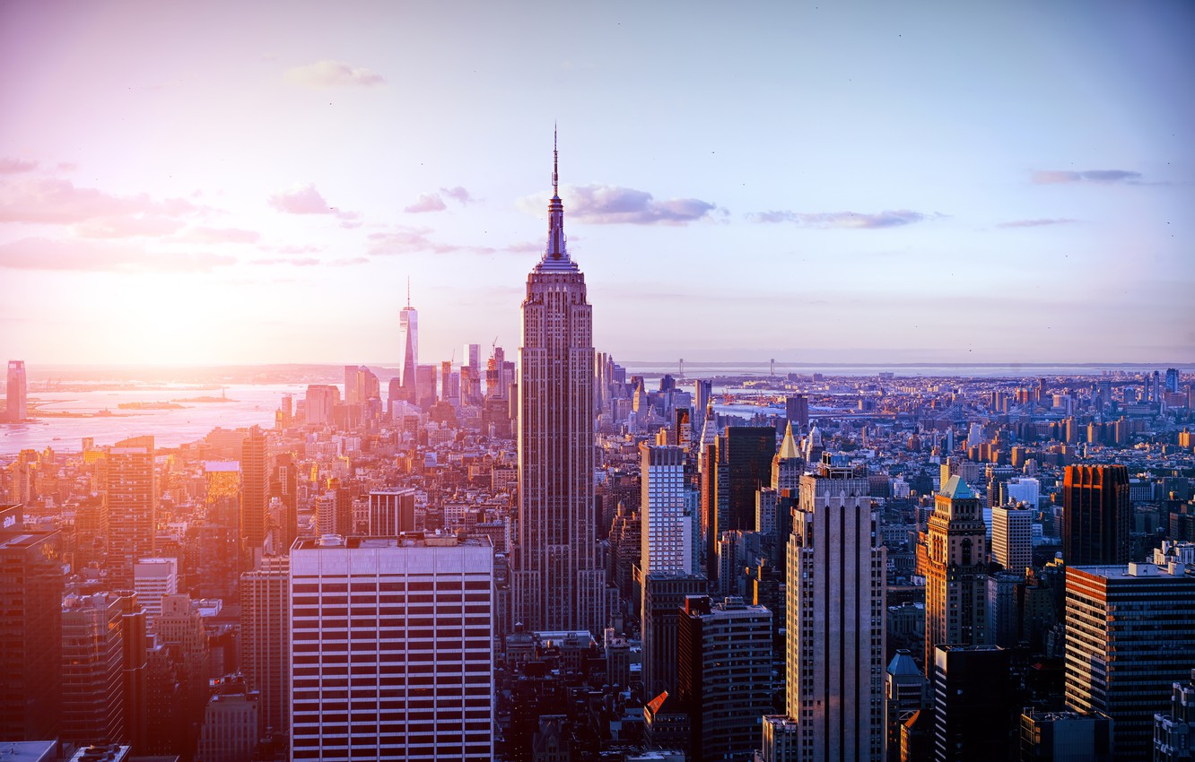 New York City Skyscraper Buildings At Sunset Wallpapers