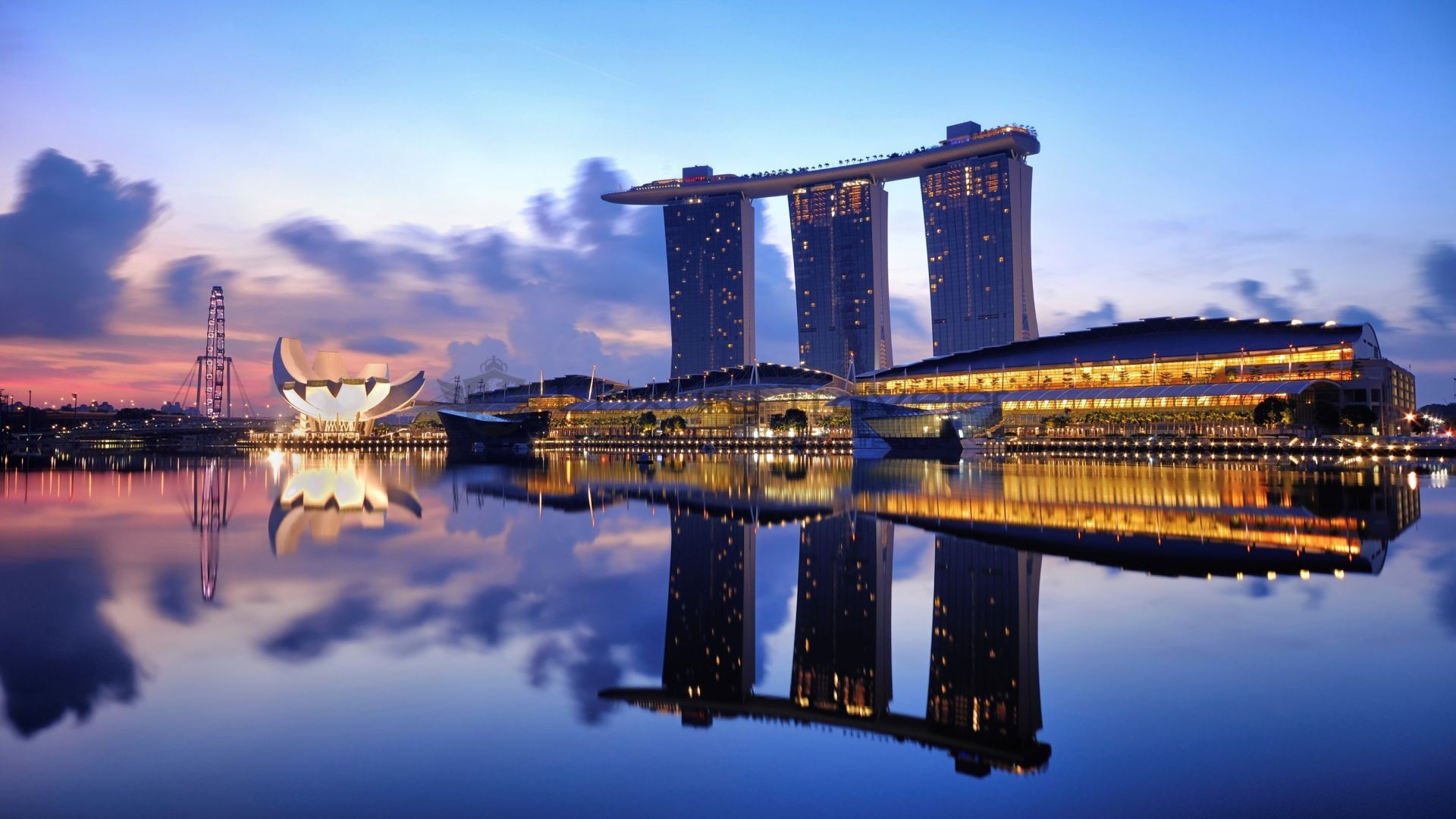 Singapore Building Reflection On Lake Wallpapers