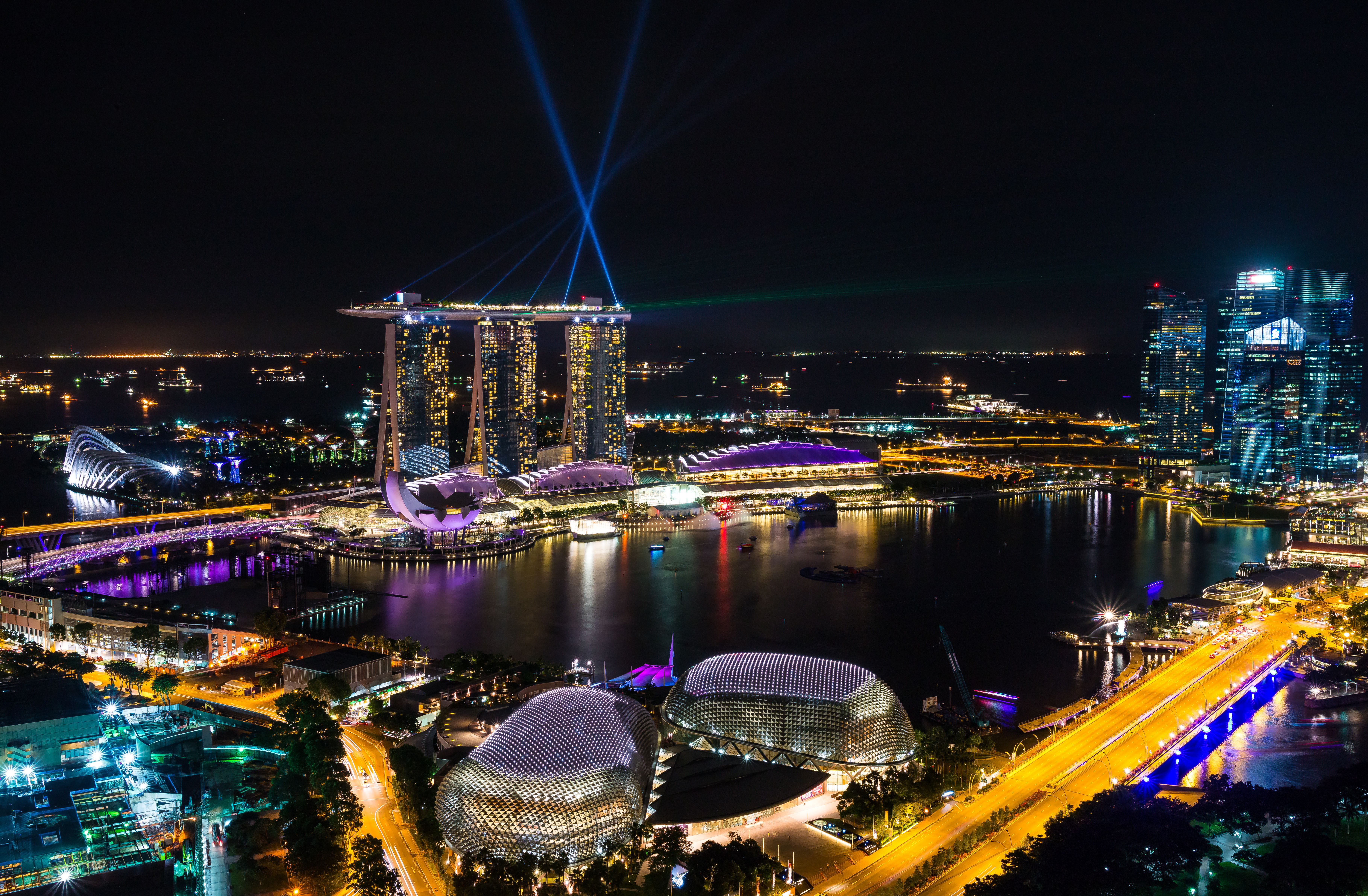 Singapore City At Night Wallpapers