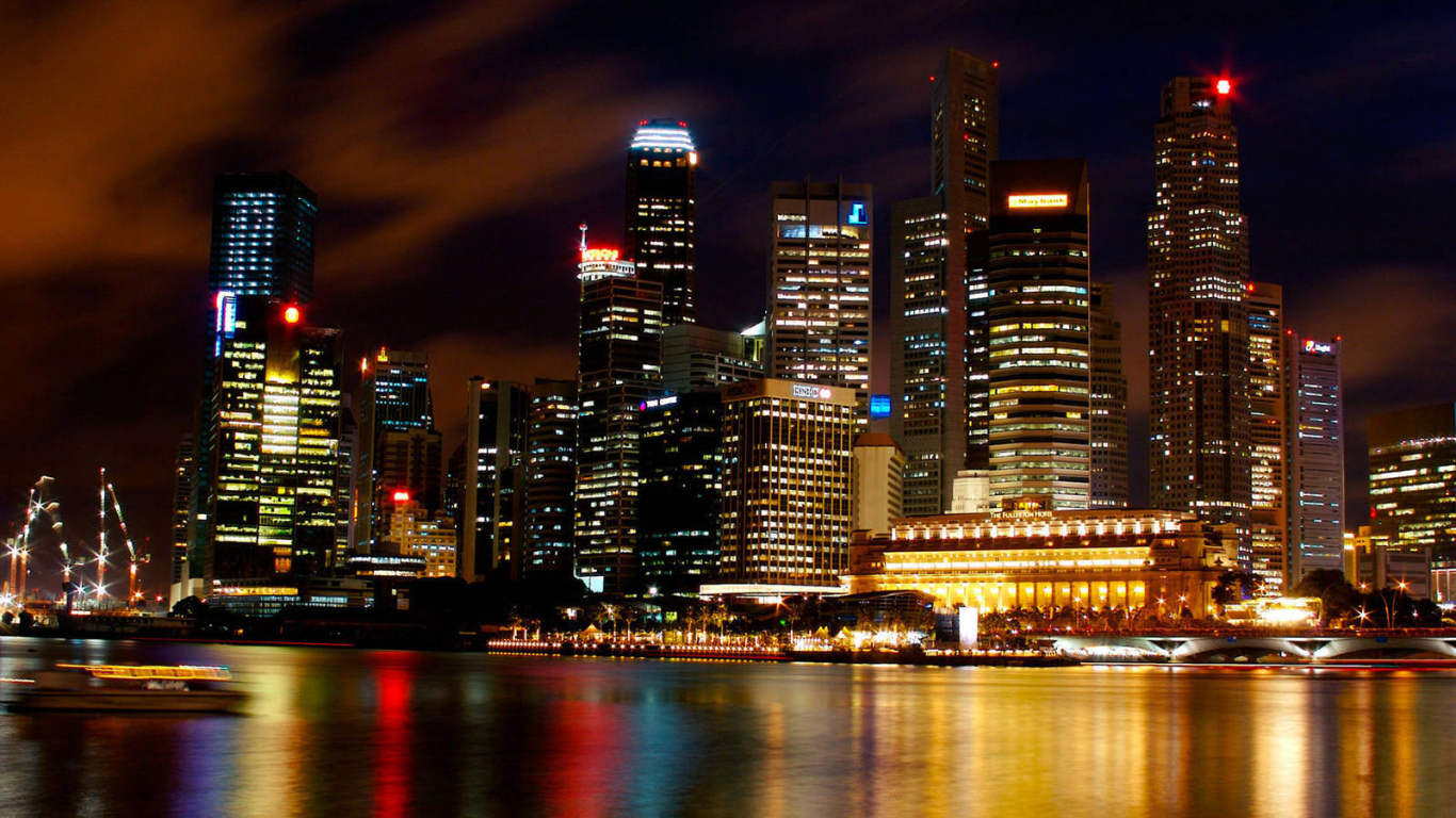 Singapore City At Night Wallpapers