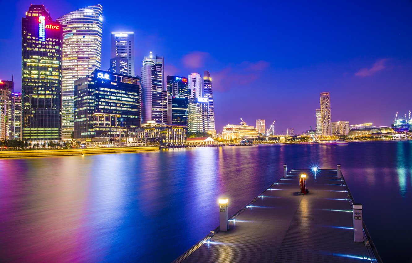 Singapore City At Night Wallpapers