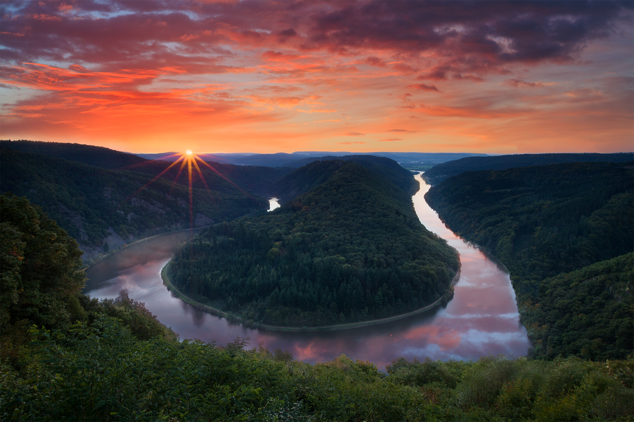 Sunrise At Saarschleife Germany Wallpapers