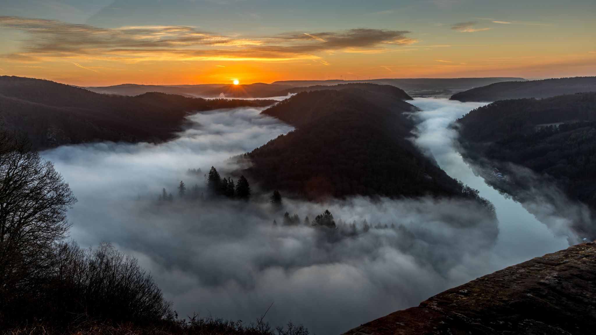 Sunrise At Saarschleife Germany Wallpapers