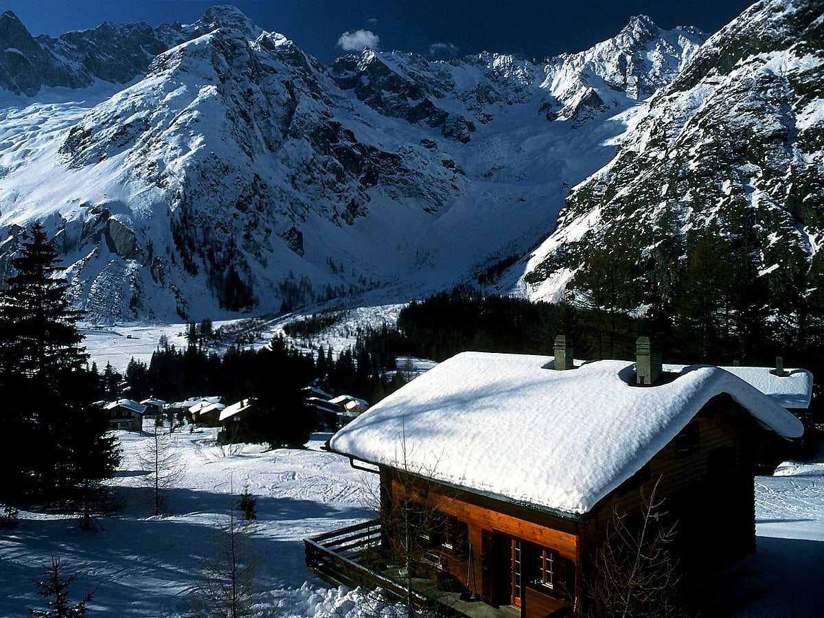 Switzerland Mountains Covered In Winter Snow Wallpapers