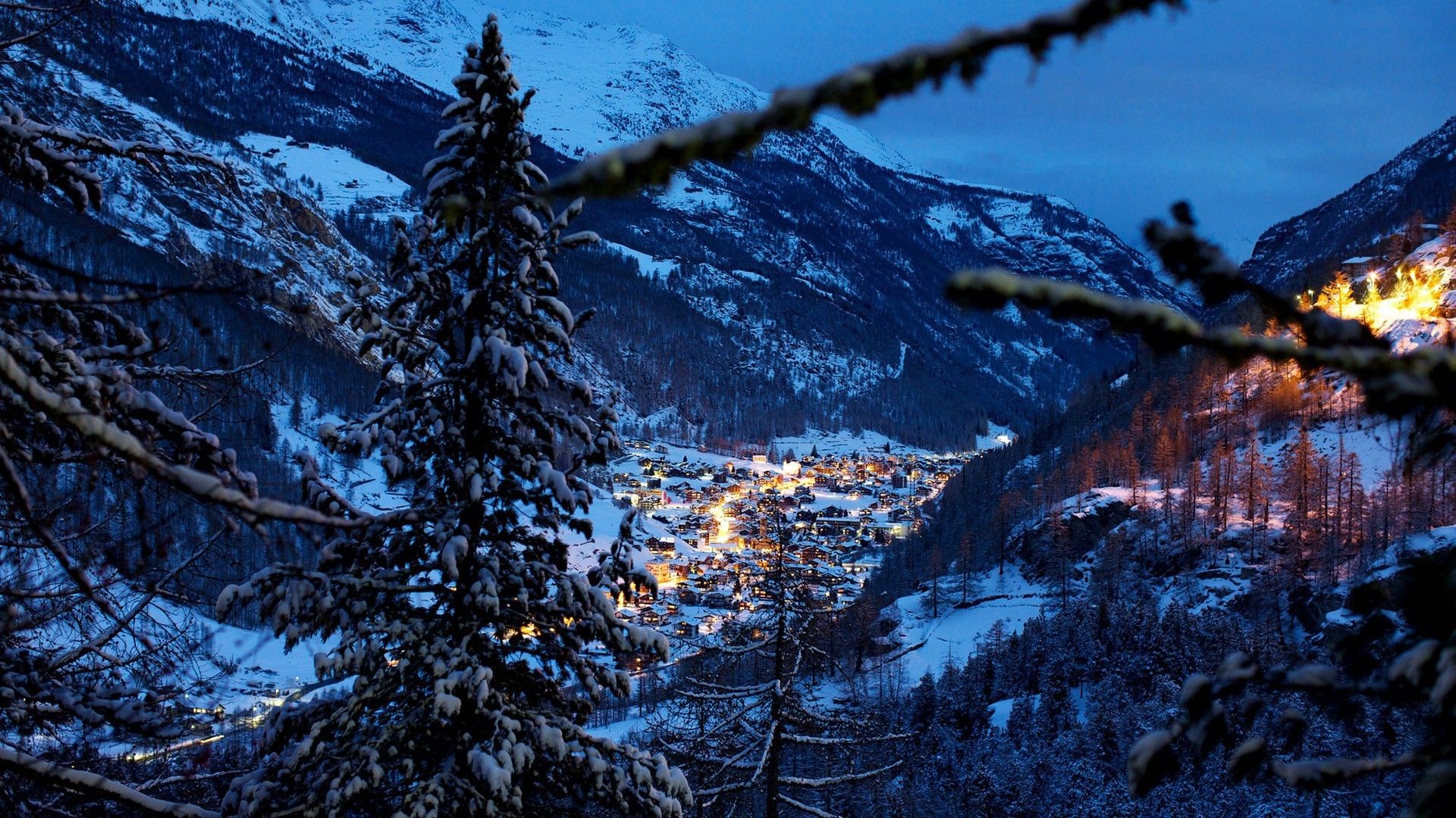 Switzerland Mountains Covered In Winter Snow Wallpapers