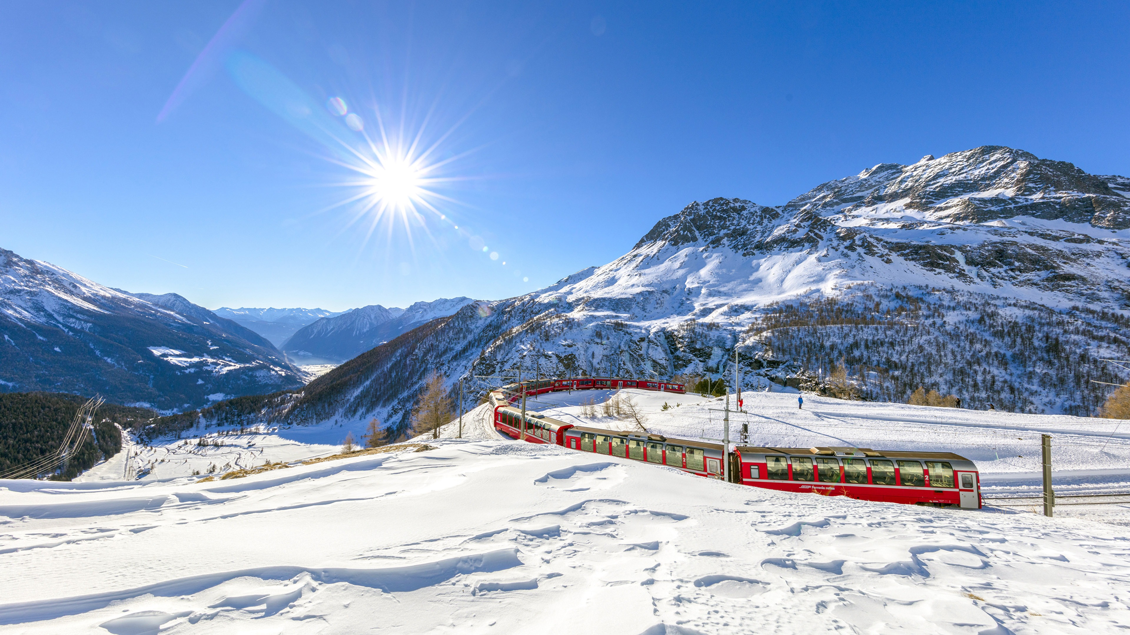 Switzerland Mountains Covered In Winter Snow Wallpapers