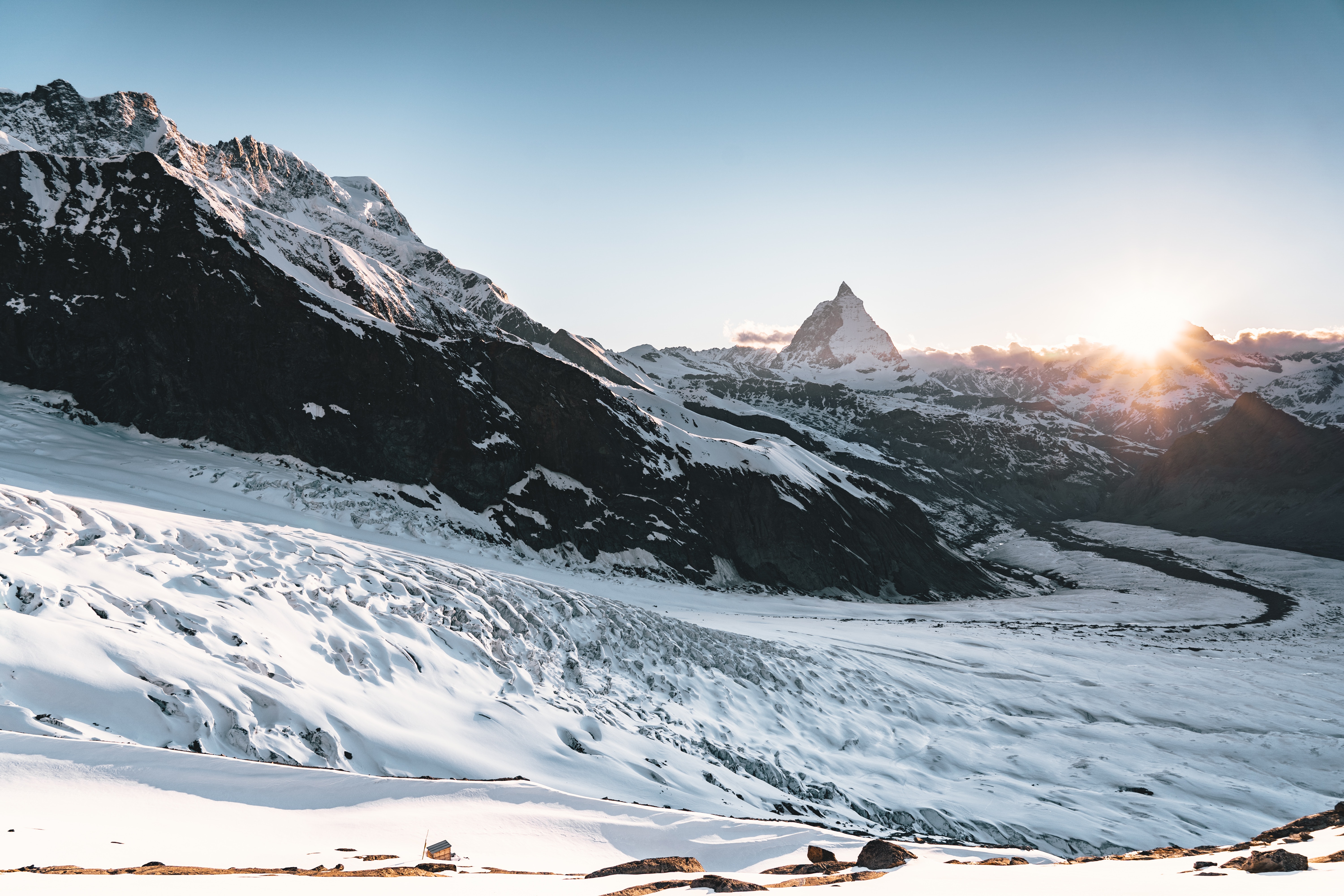 Switzerland Mountains Covered In Winter Snow Wallpapers