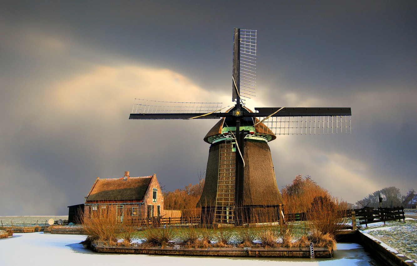 Windmill Fogy Netherlands Wallpapers