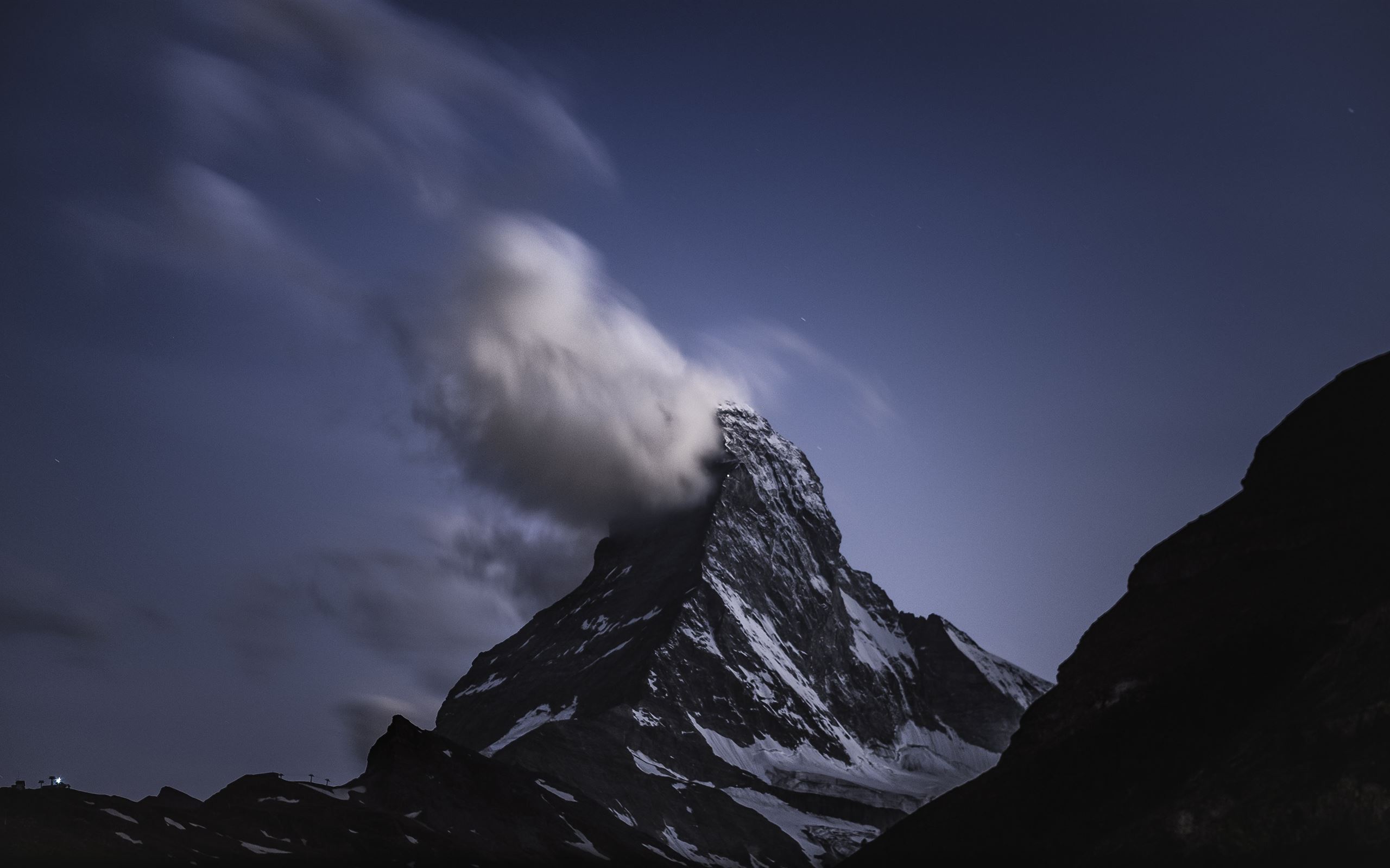 Zermatt-Matterhorn Aerial View At Night Wallpapers