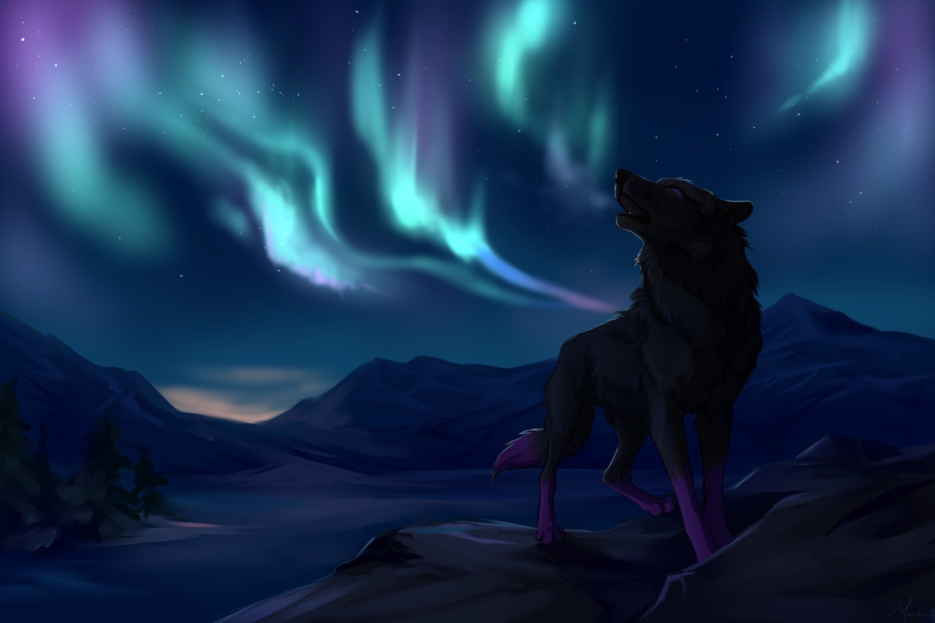 Wolf Aurora Borealis Wallpapers