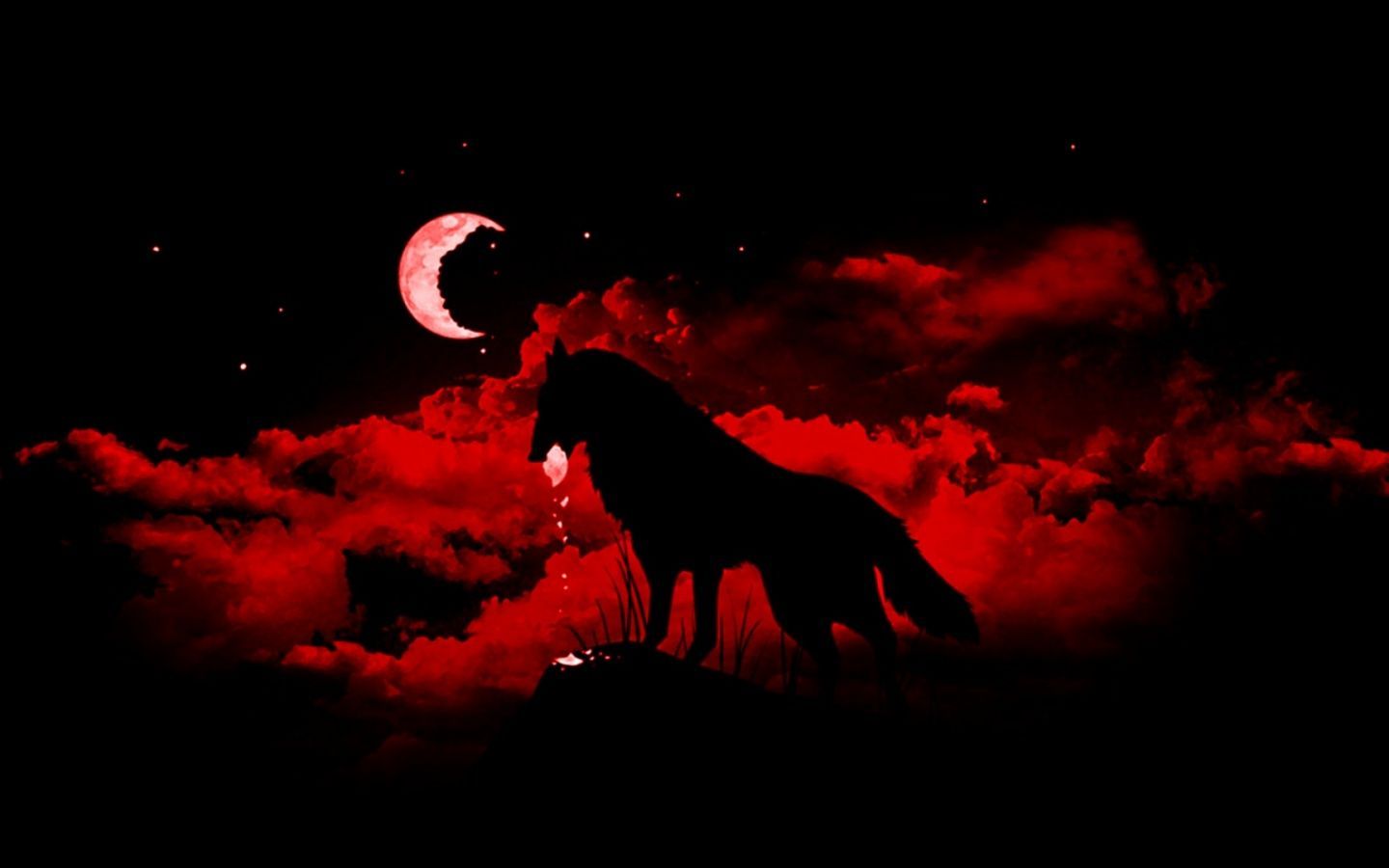 Wolf Howling At The Red Moon Wallpapers