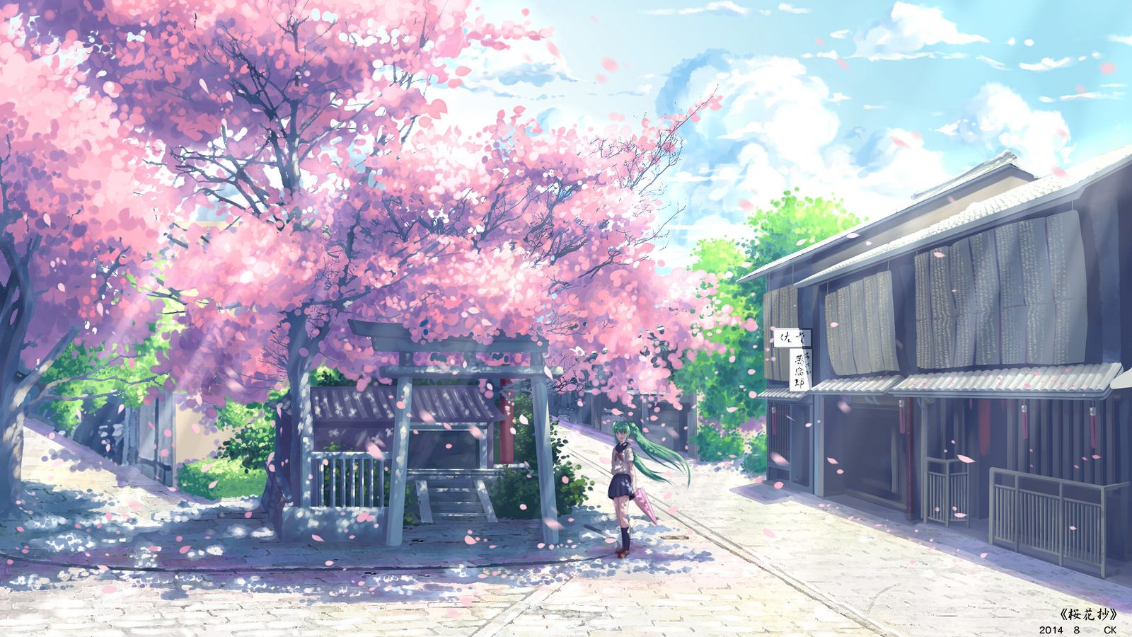 Cherry Blossoms Anime Scenery Wallpapers