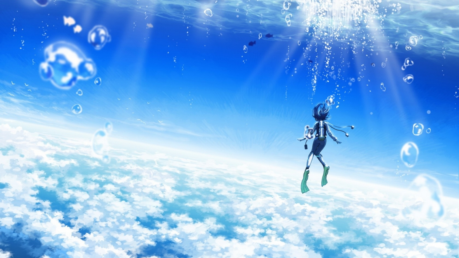 Dark Blue Sky Anime Scenery Wallpapers