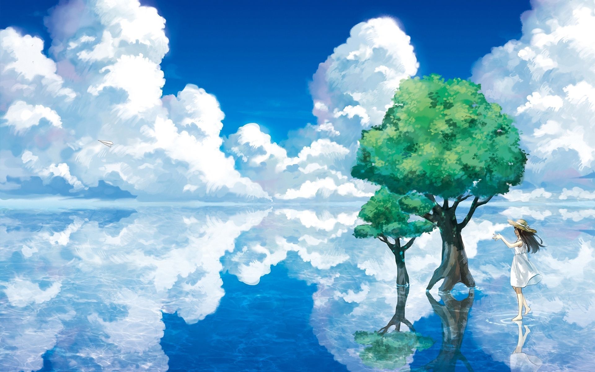 Dark Blue Sky Anime Scenery Wallpapers