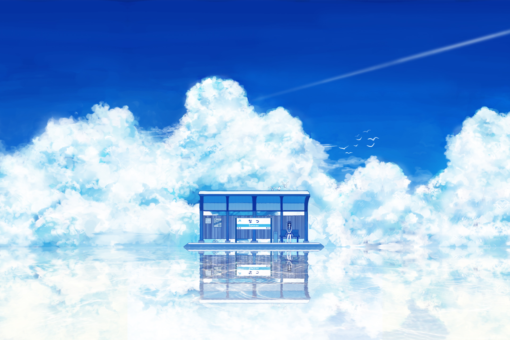 Dark Blue Sky Anime Scenery Wallpapers