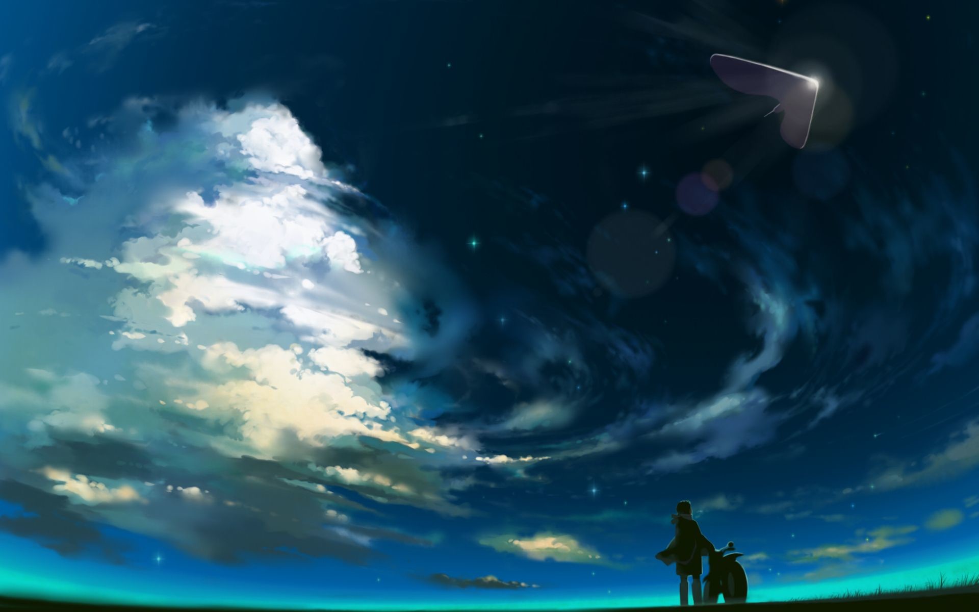 Dark Blue Sky Anime Scenery Wallpapers