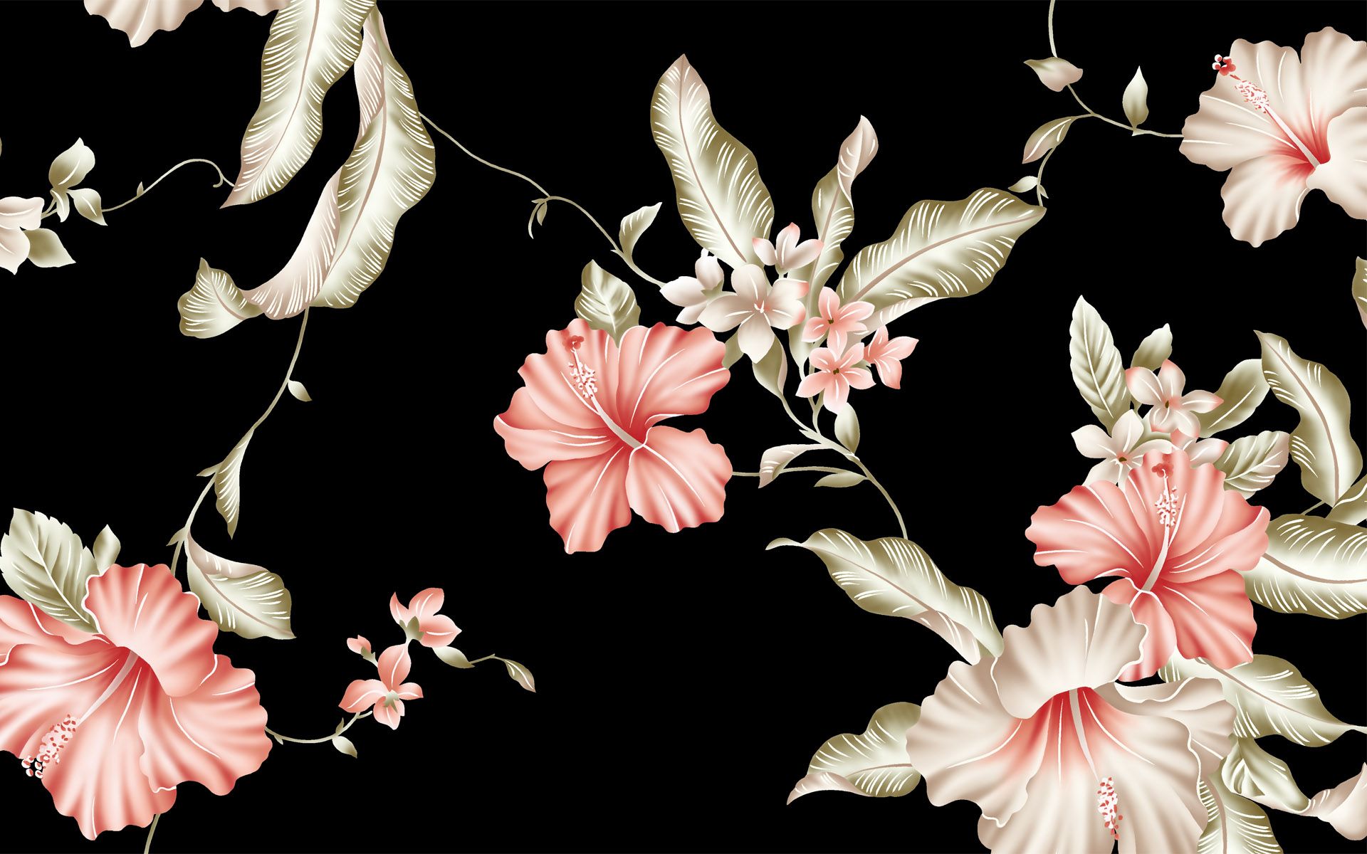 Dark Vintage Floral Wallpapers