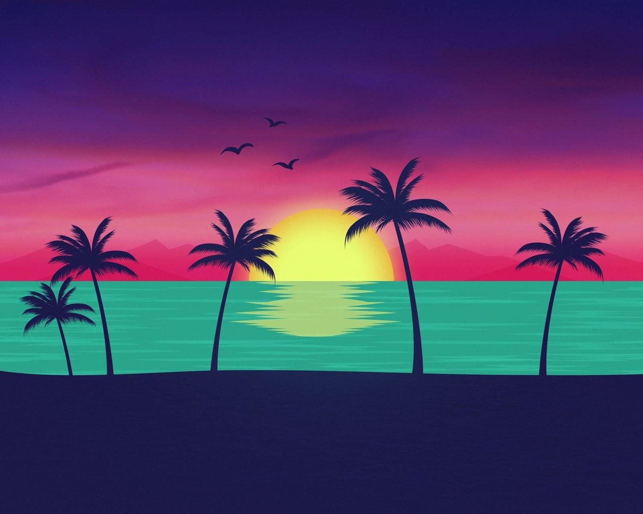 Neon Retro Beach Wallpapers