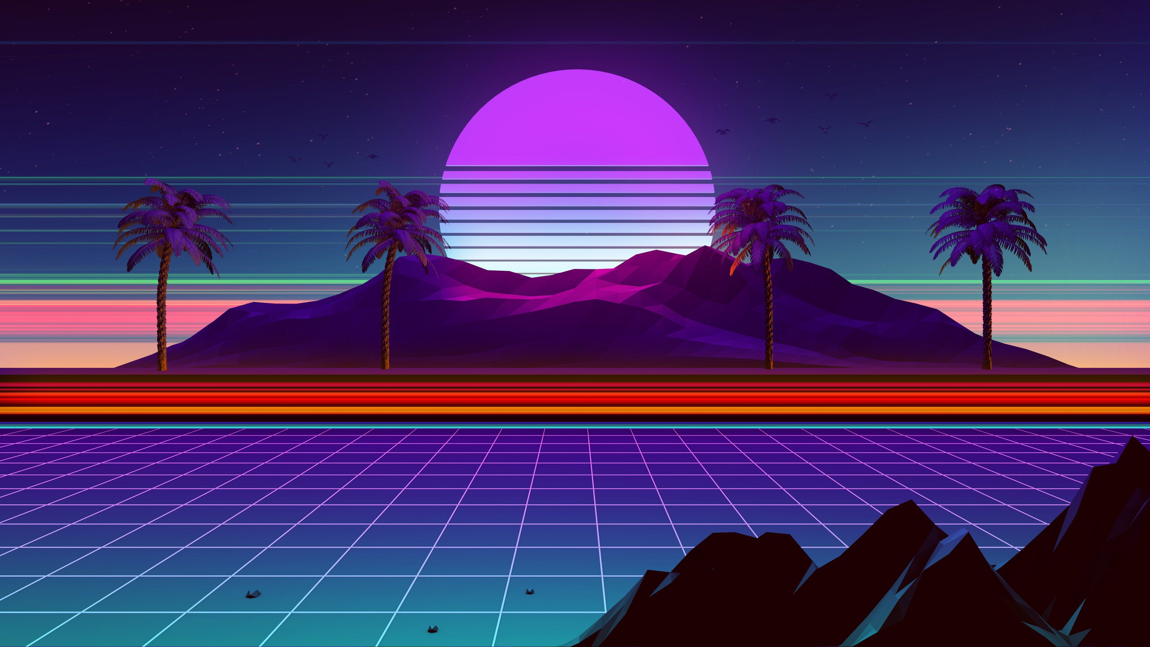 Neon Retro Beach Wallpapers