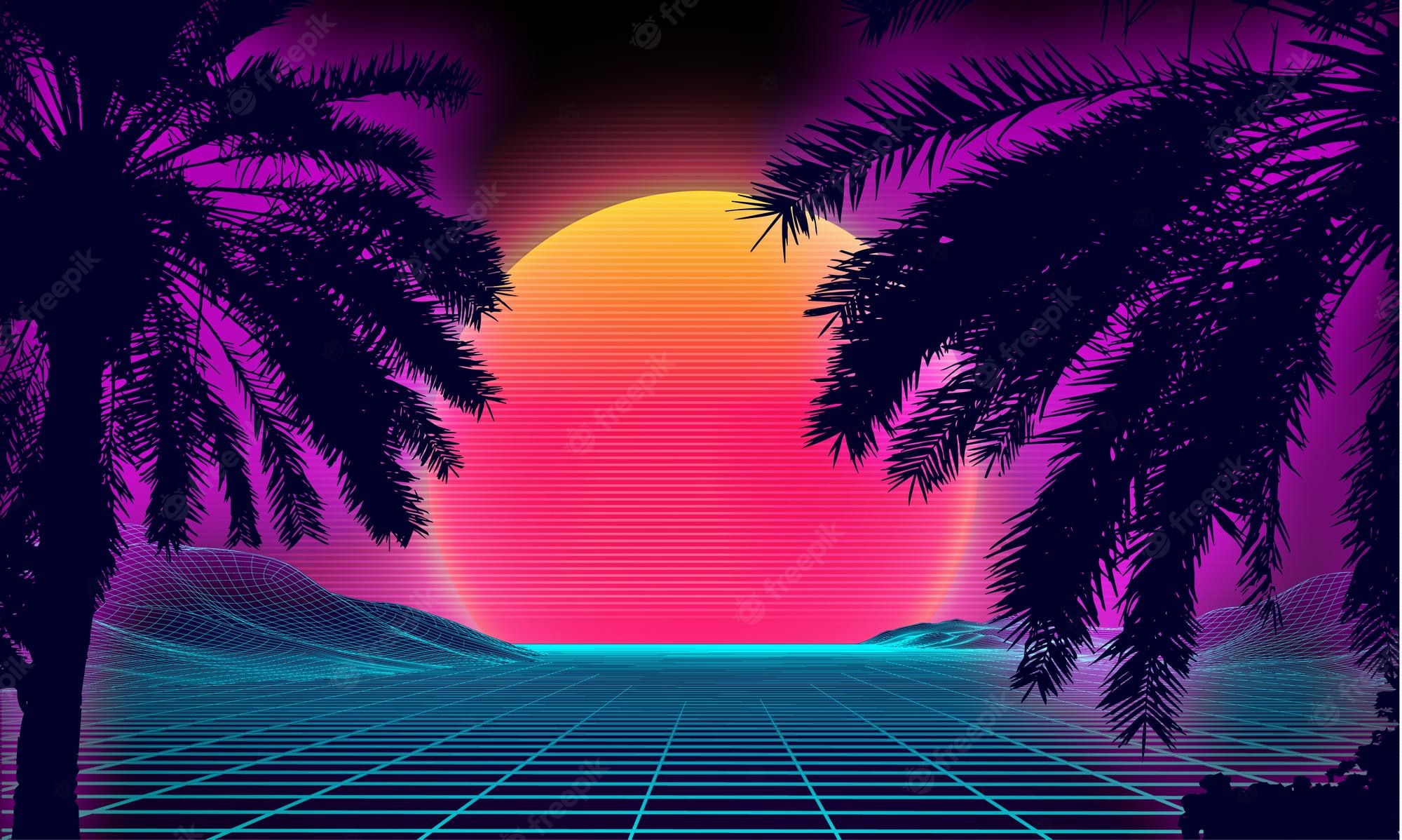 Neon Retro Beach Wallpapers