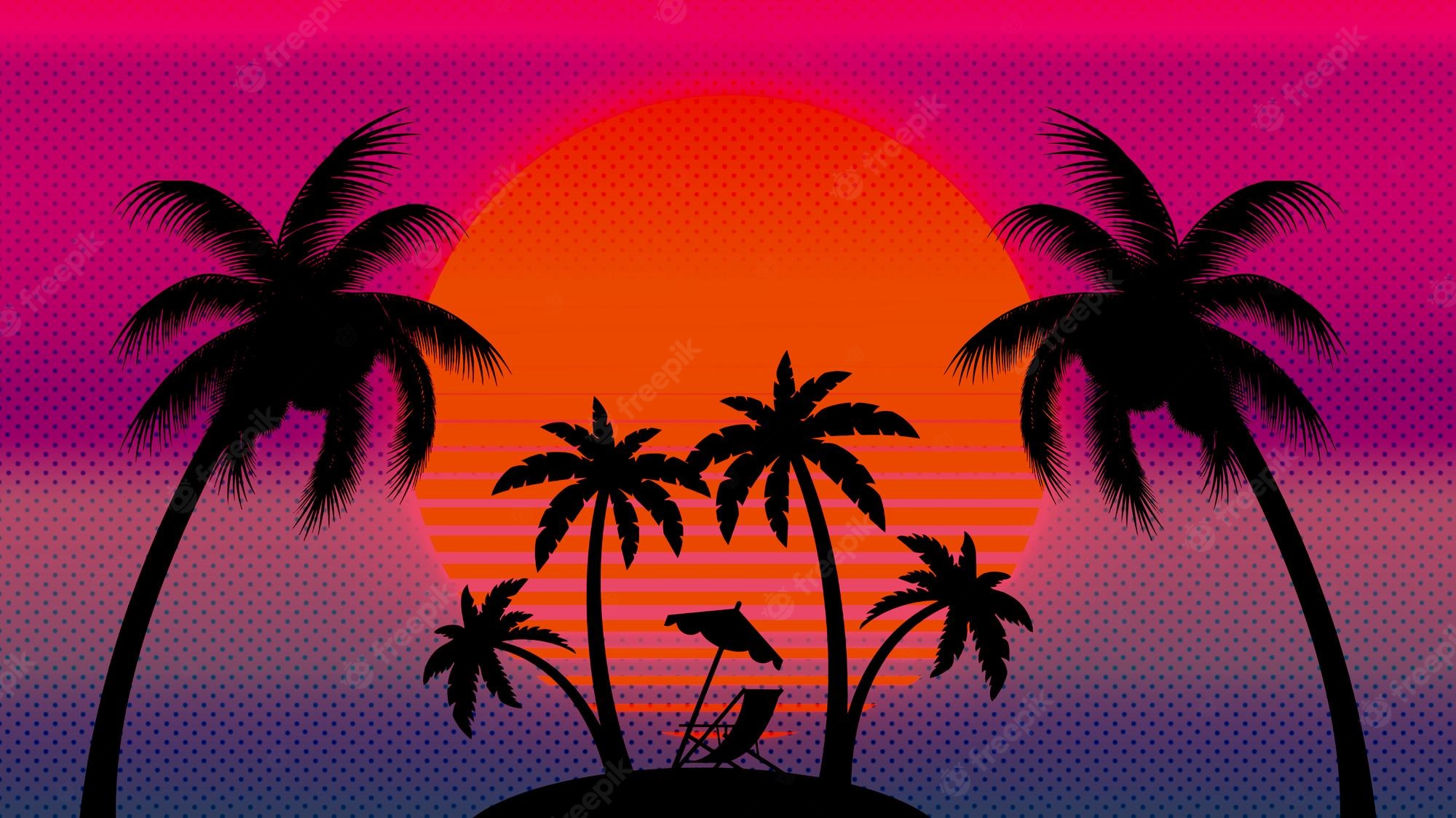 Neon Retro Beach Wallpapers