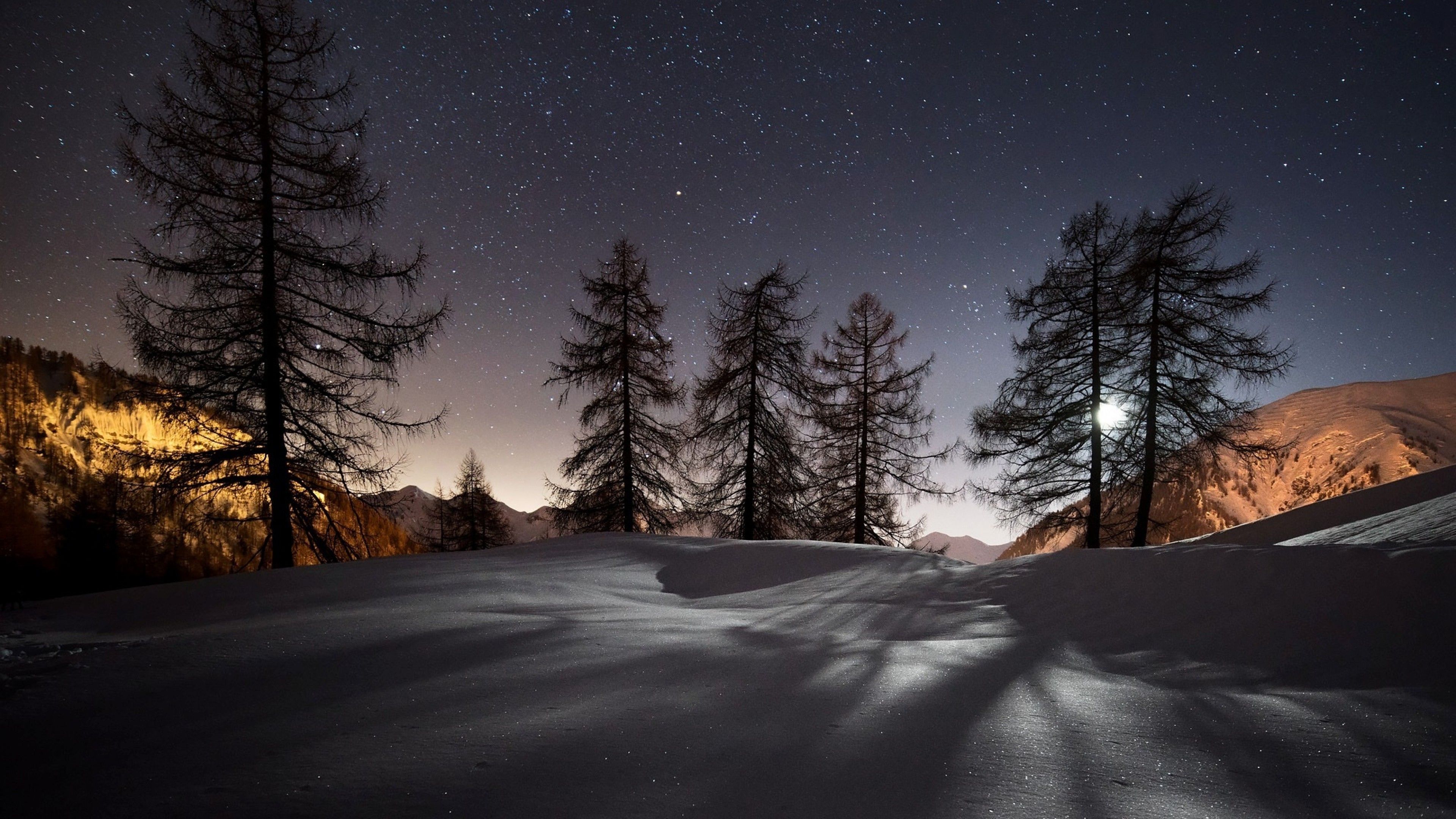 Night Winter Landscape Wallpapers