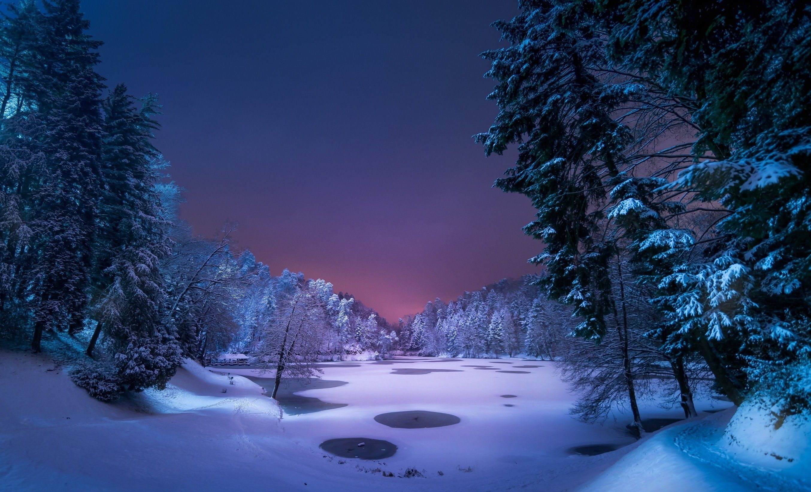 Night Winter Landscape Wallpapers