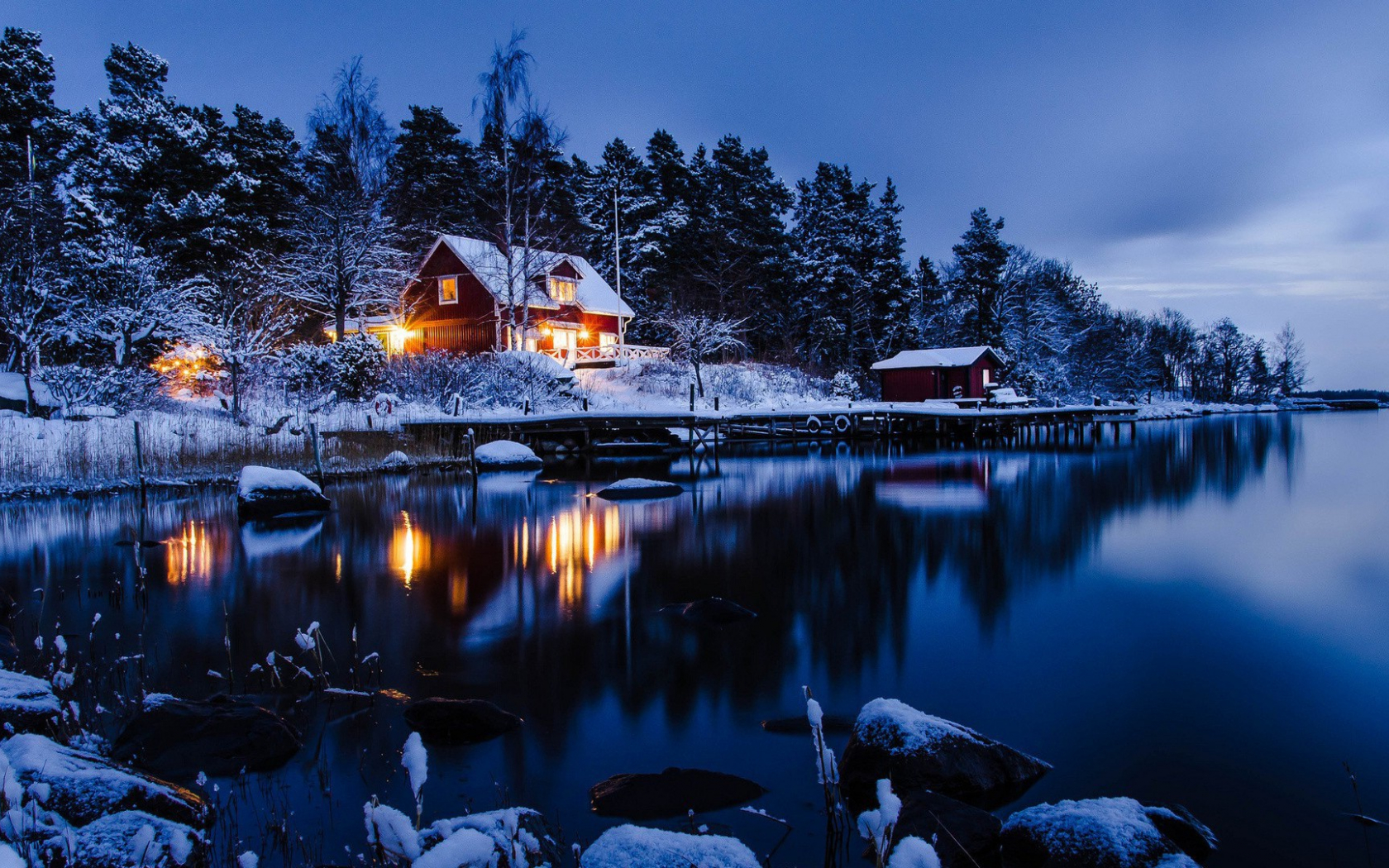 Night Winter Landscape Wallpapers