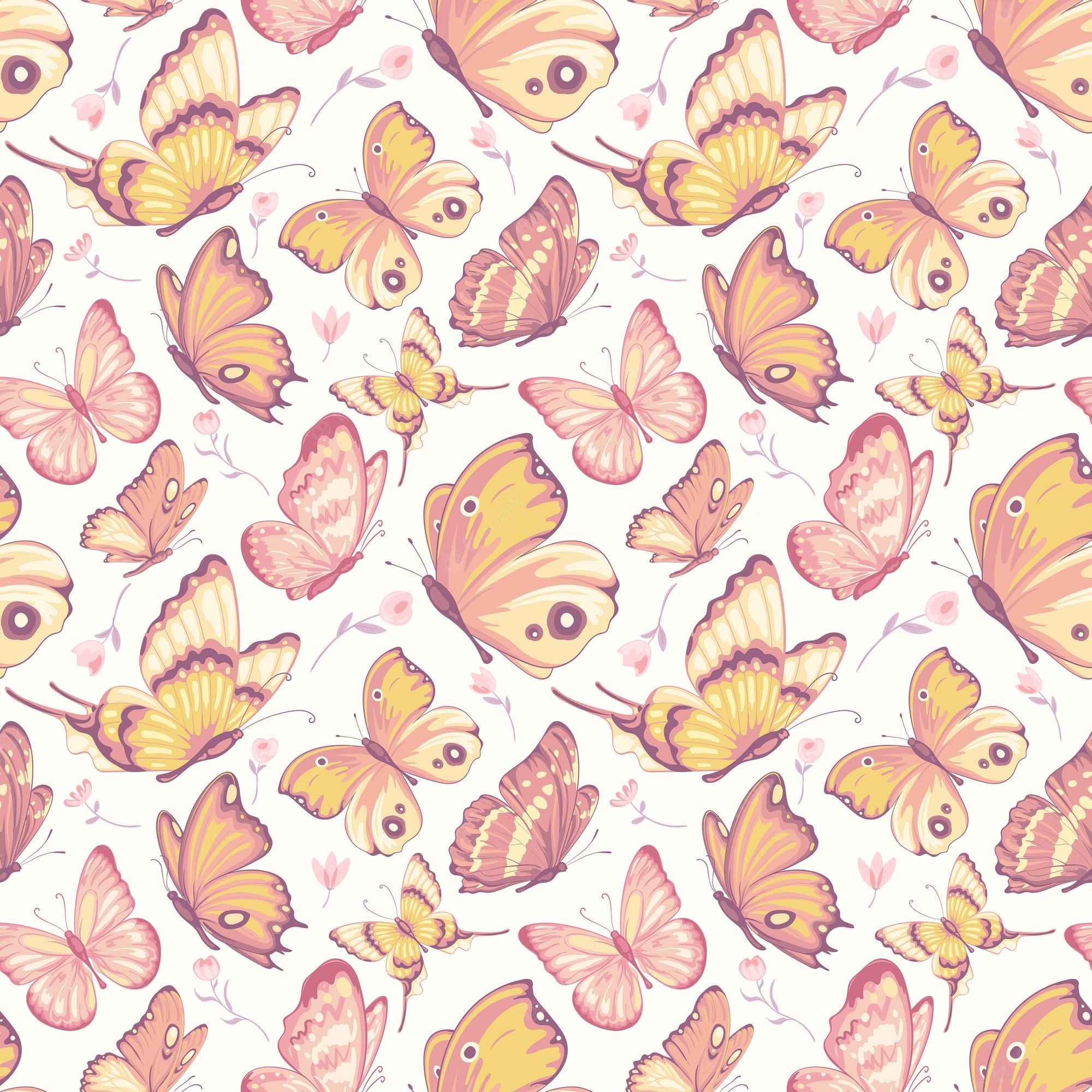 Pastel Flowers Butterflies Wallpapers