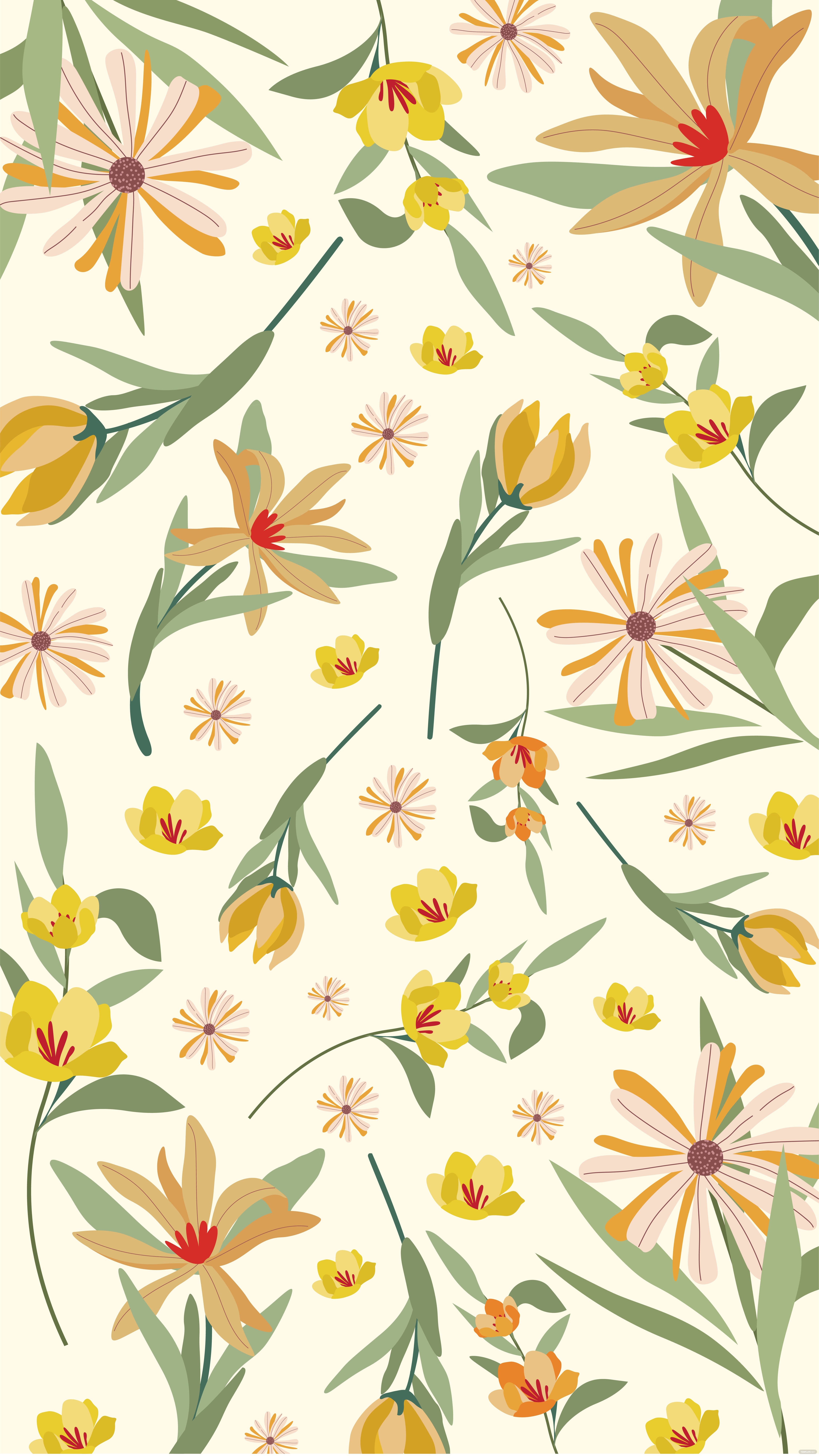 Pastel Yellow Floral Wallpapers