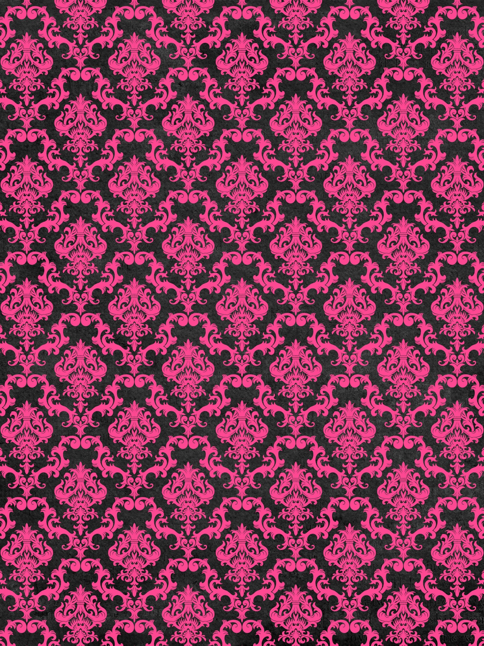 Pink And Black Damask Wallpapers