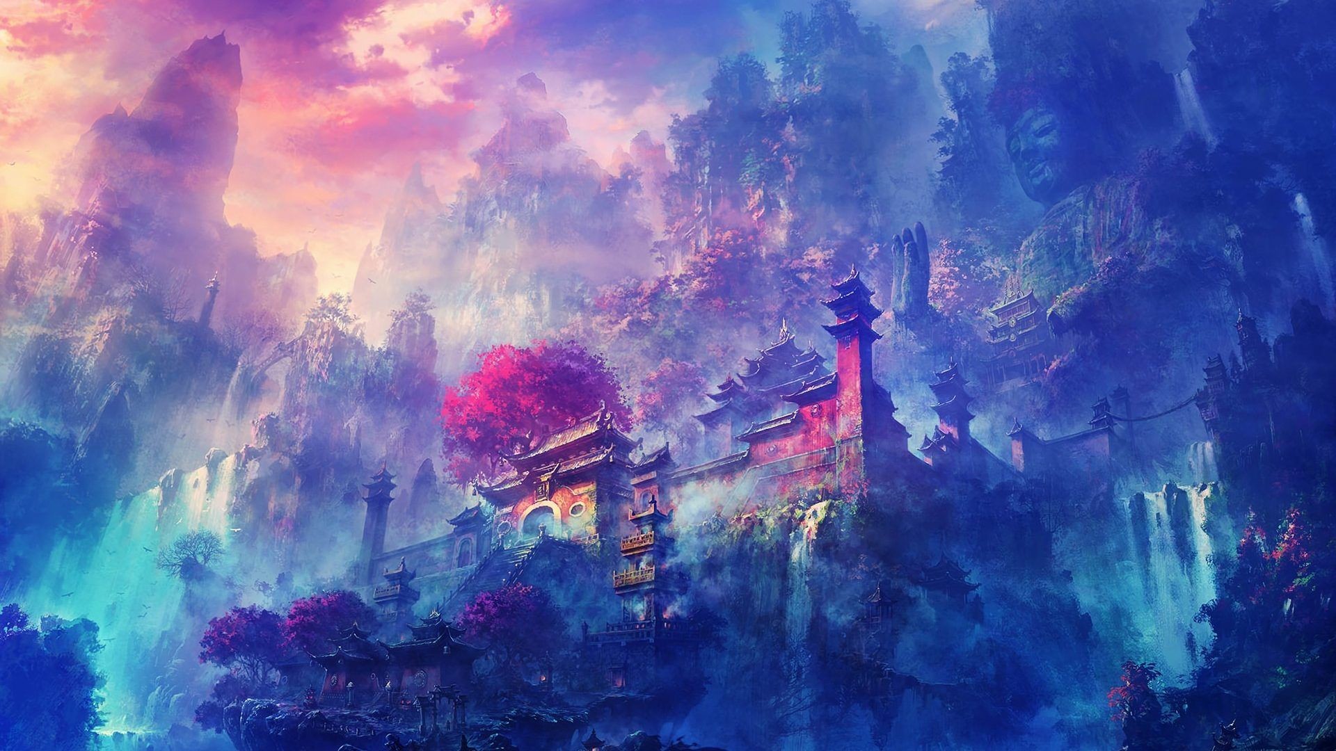 Pink Anime Scenery Wallpapers