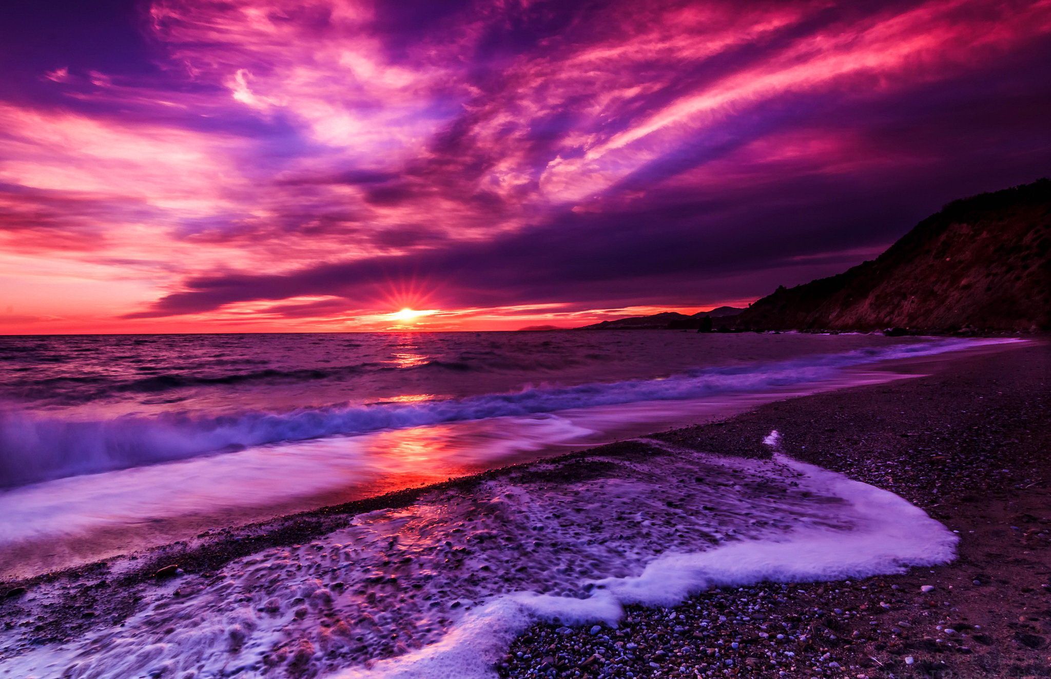 Pink Beach Sunset Wallpapers