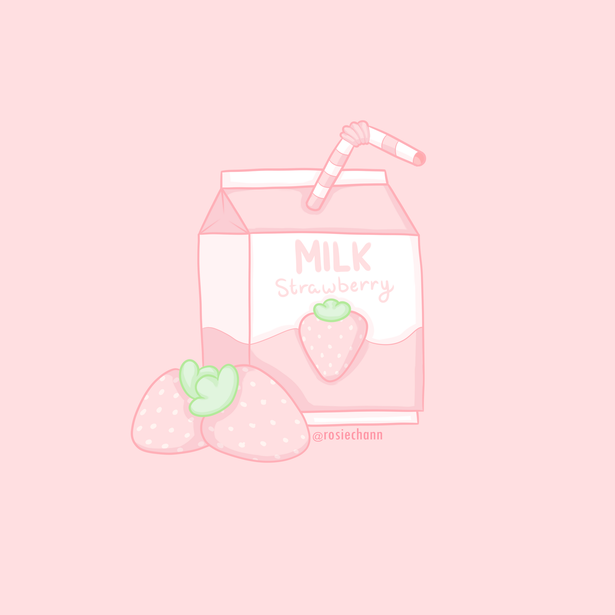 Pink Cow Strawberry Milk Kawaii Wallpapers