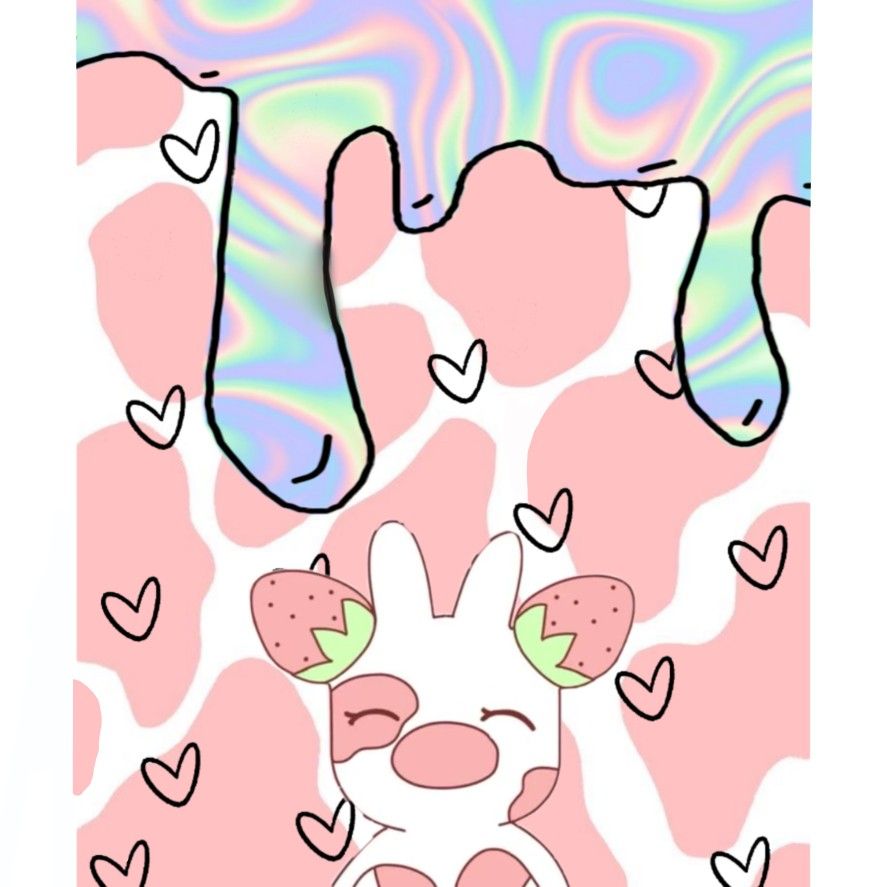 Pink Cow Strawberry Milk Kawaii Wallpapers