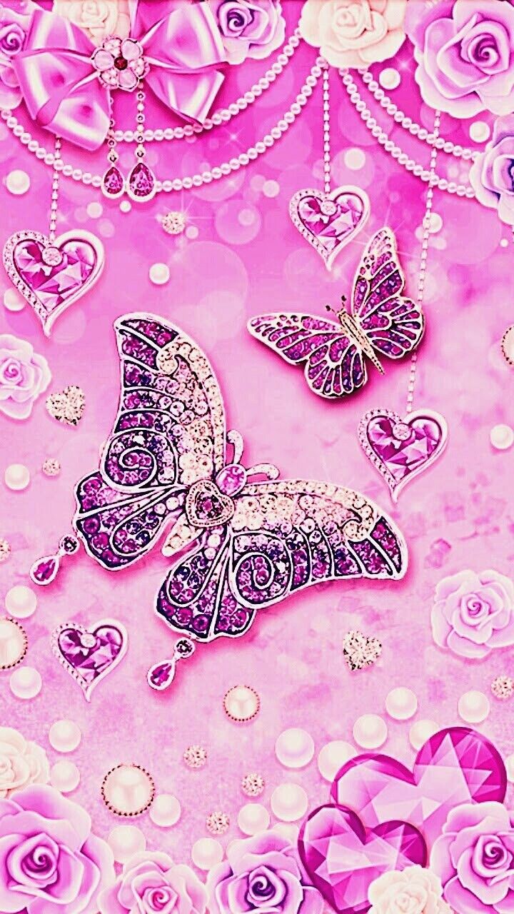 Pink Glitter Butterfly Wallpapers