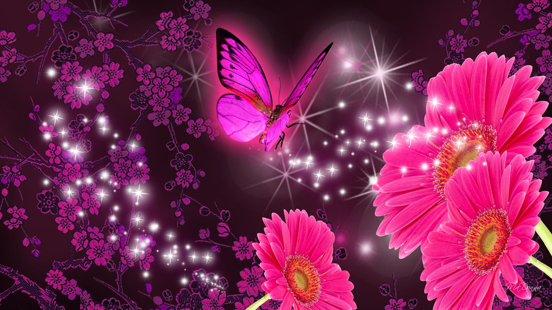 Pink Glitter Butterfly Wallpapers