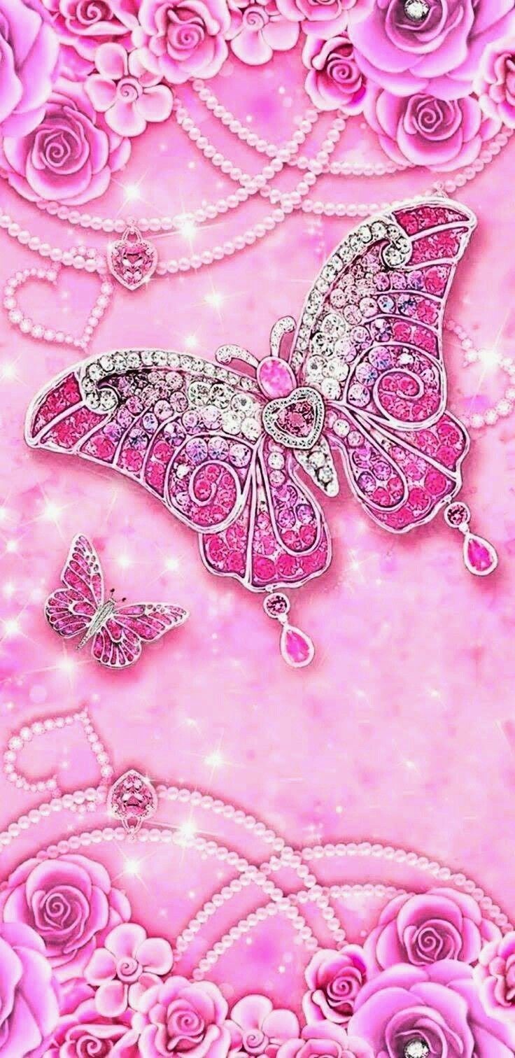 Pink Glitter Butterfly Wallpapers