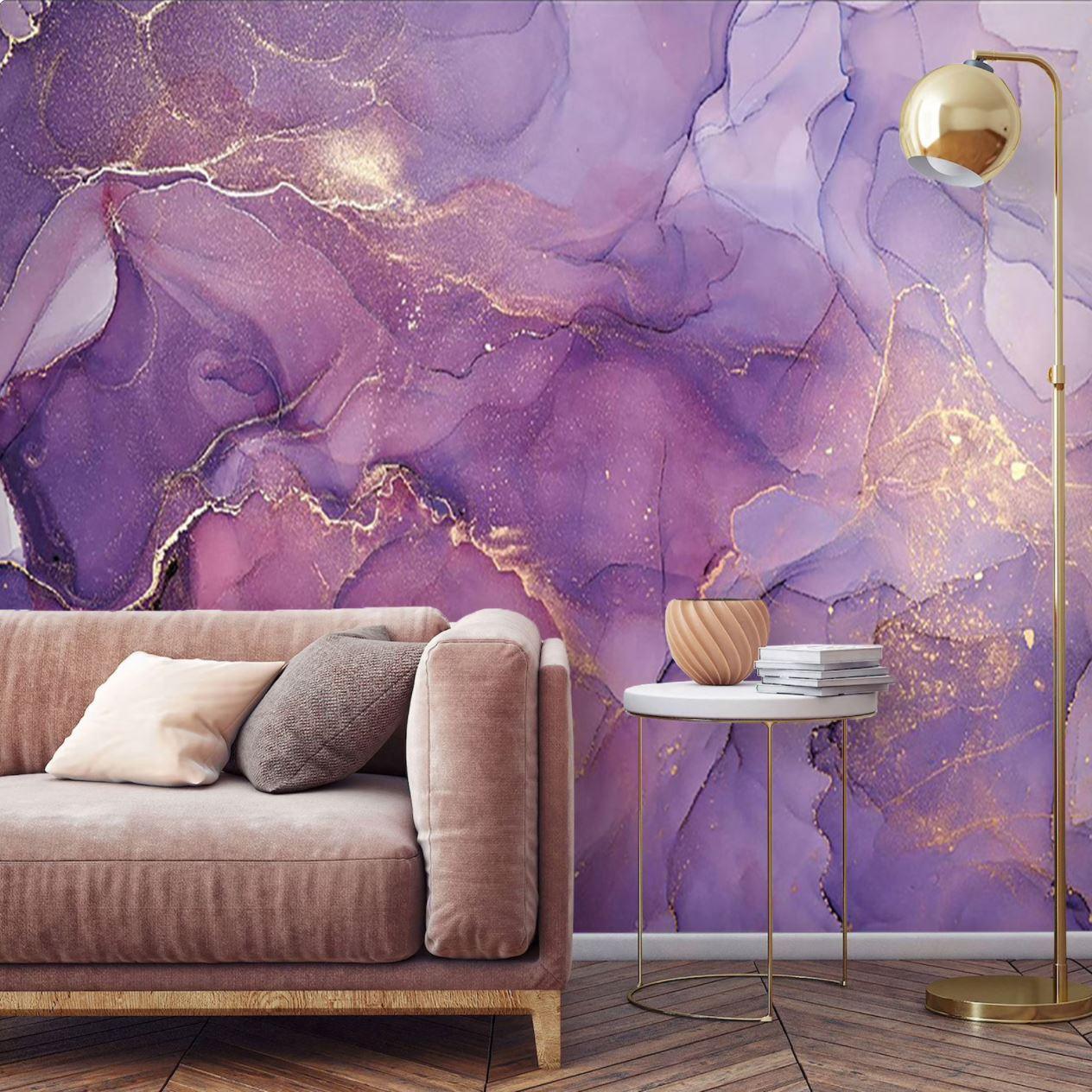 Purple And Gold Marble Background